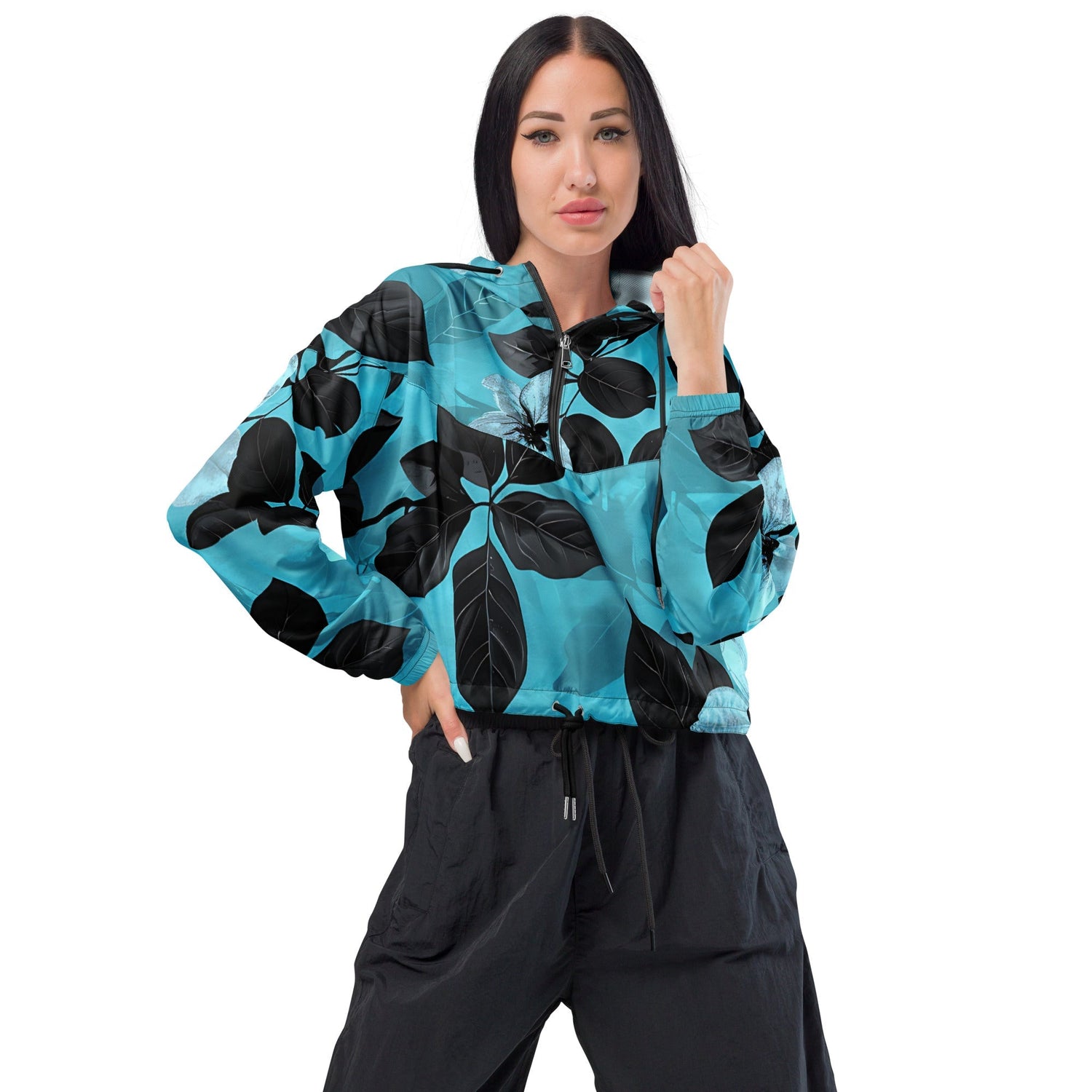 Women's Cropped windbreaker -All over Print - Sublimegifts4u.com