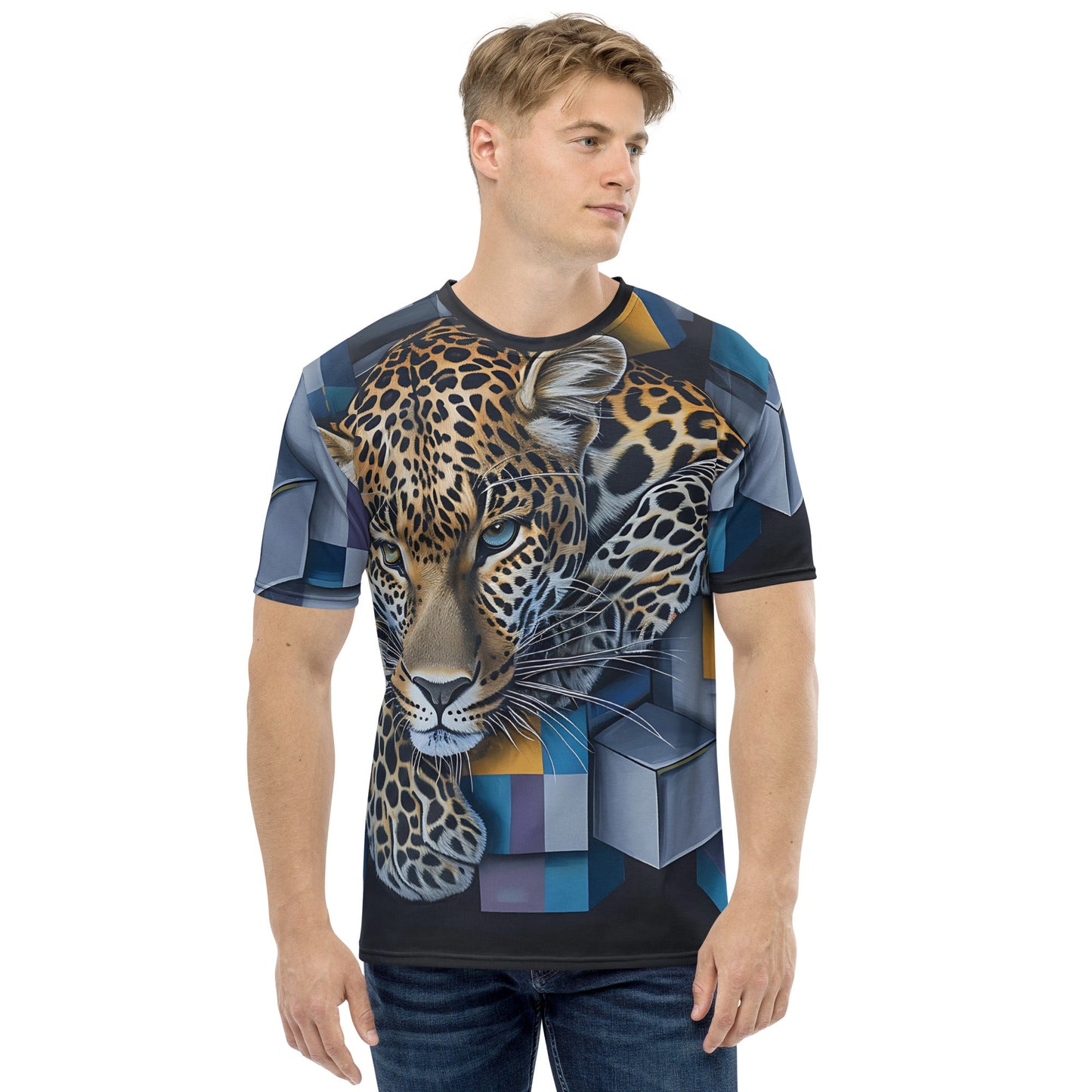 3D Tiger on Cubes Abstract Design T-Shirt - All - Over Print Tee - Sublimegifts4u.com