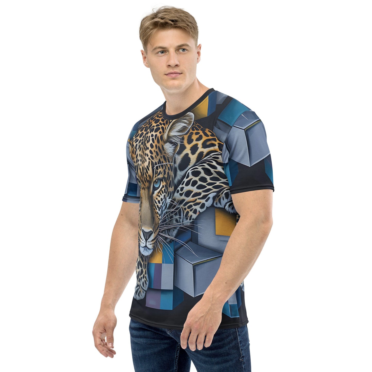 3D Tiger on Cubes Abstract Design T-Shirt - All - Over Print Tee - Sublimegifts4u.com