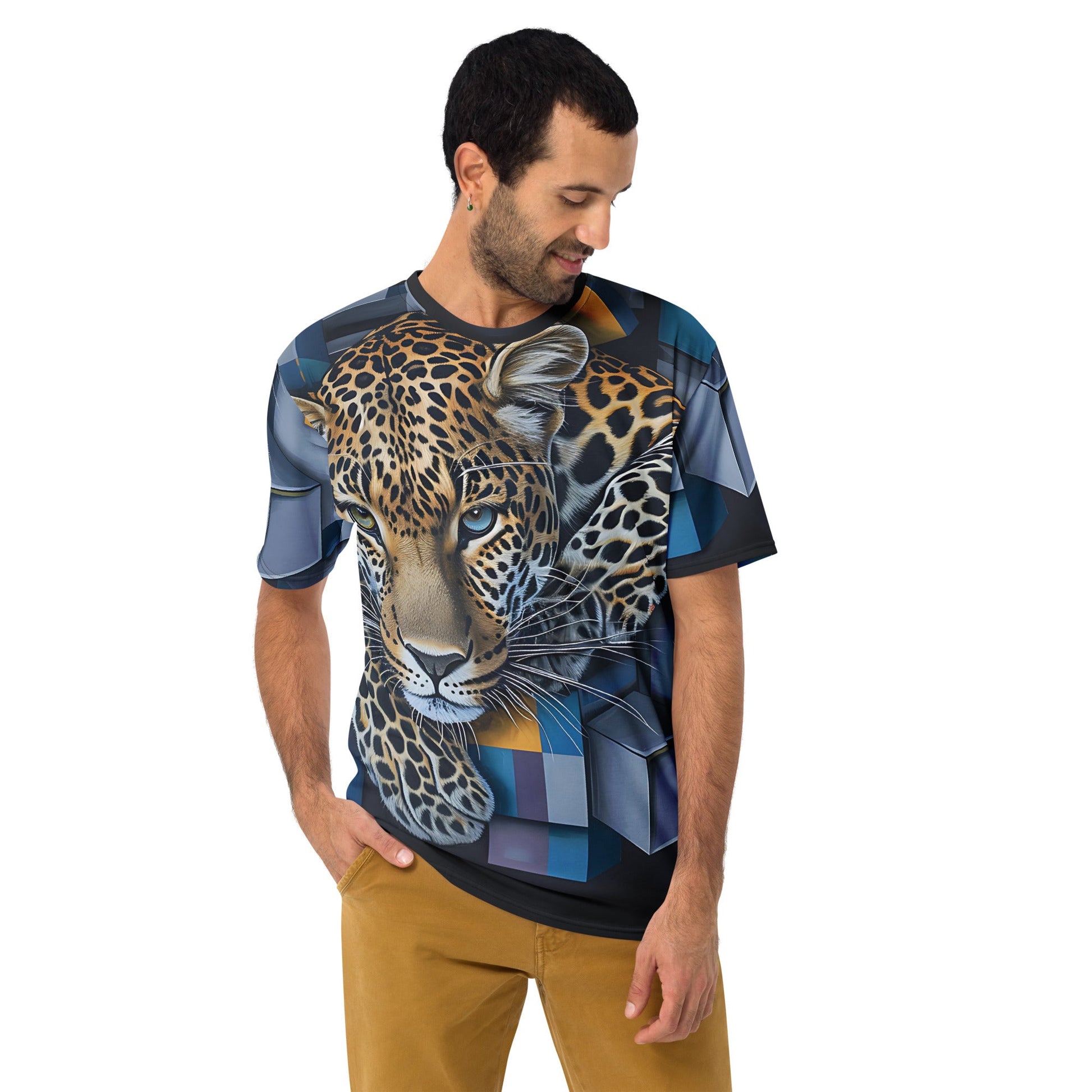 3D Tiger on Cubes Abstract Design T-Shirt - All - Over Print Tee - Sublimegifts4u.com