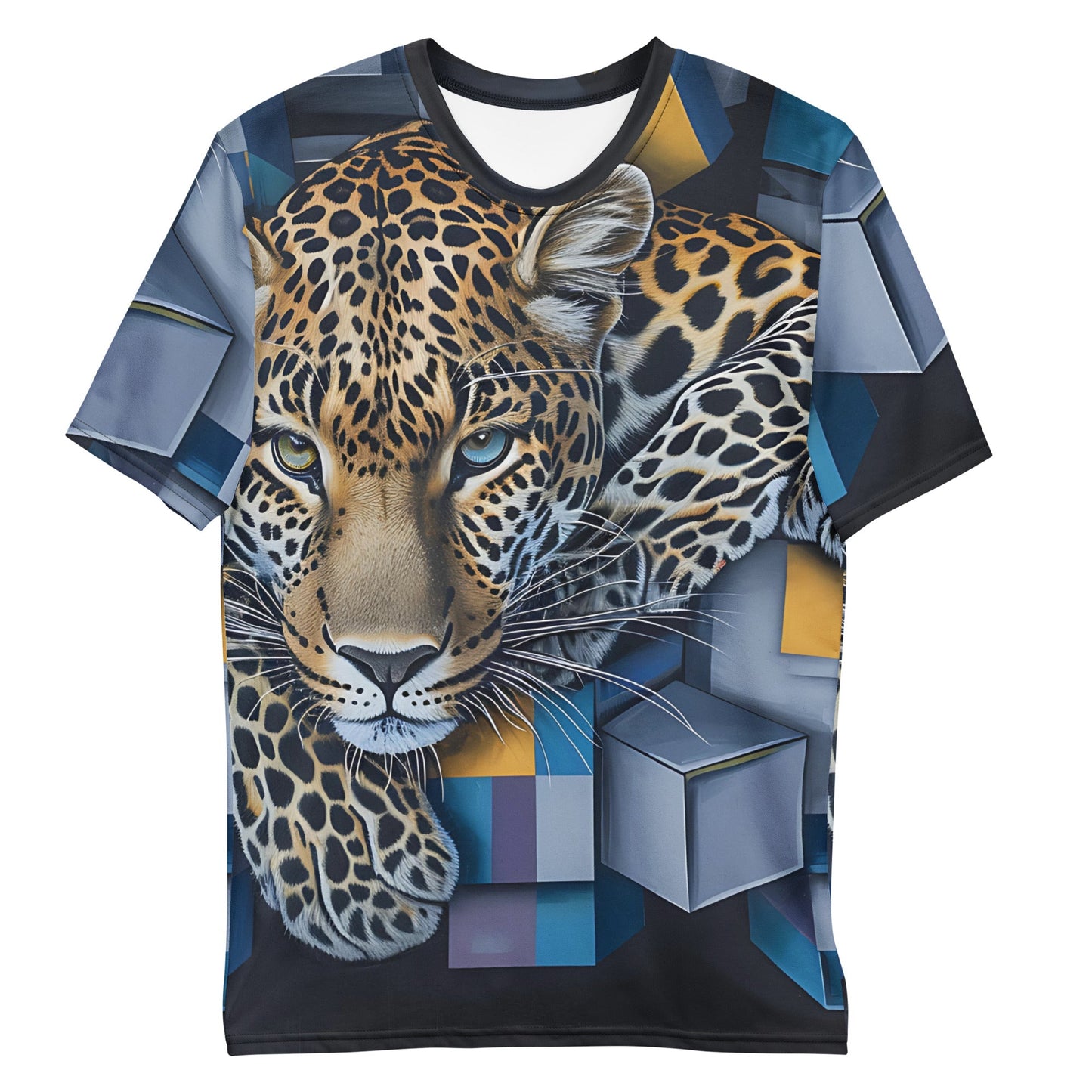 3D Tiger on Cubes Abstract Design T-Shirt - All - Over Print Tee - Sublimegifts4u.com