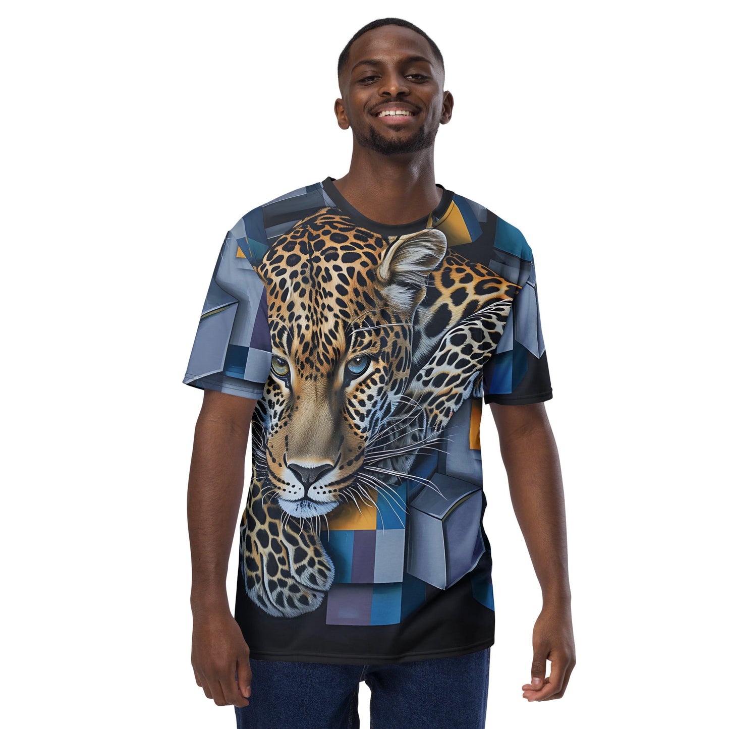 3D Tiger on Cubes Abstract Design T-Shirt - All - Over Print Tee - Sublimegifts4u.com