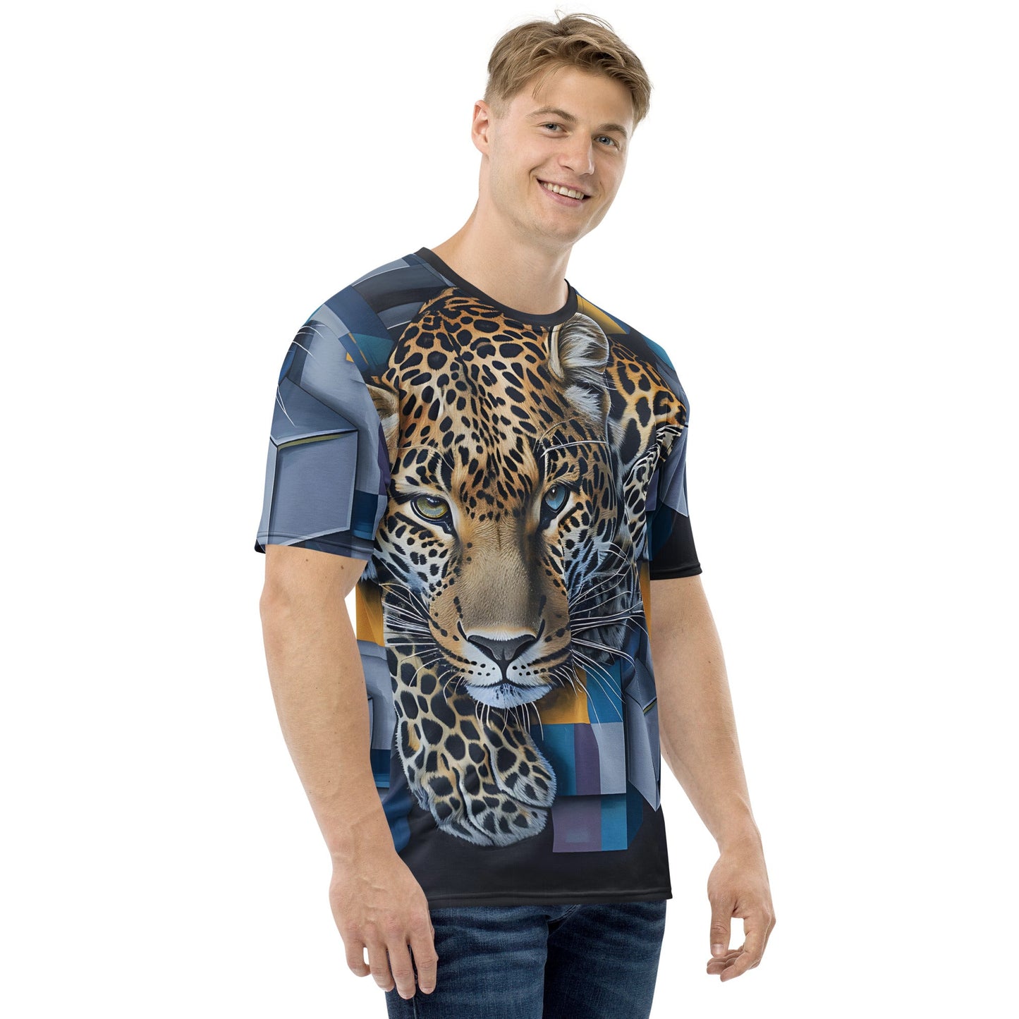 3D Tiger on Cubes Abstract Design T-Shirt - All - Over Print Tee - Sublimegifts4u.com