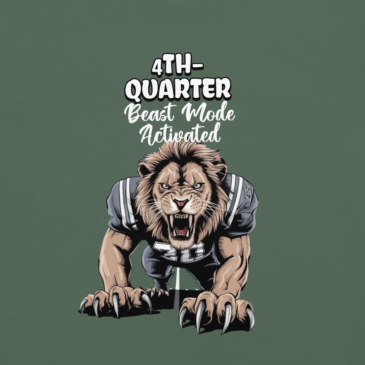 4th Quarter Beast Mode Activated Men's Tee | Lion Football Player Graphic T-Shirt - Sublimegifts4u.com