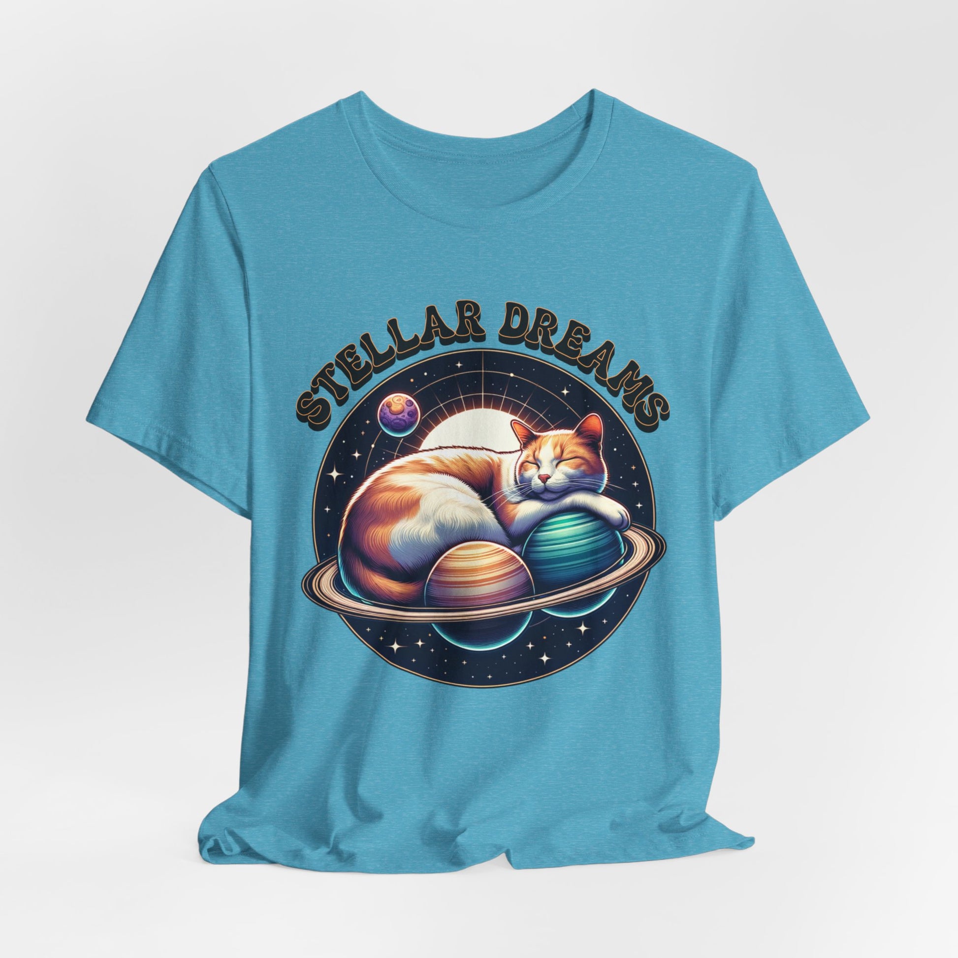 Stellar Dreams Celestial Cat T-Shirt | Soft & Stylish Women's Tee - Sublimegifts4u.com