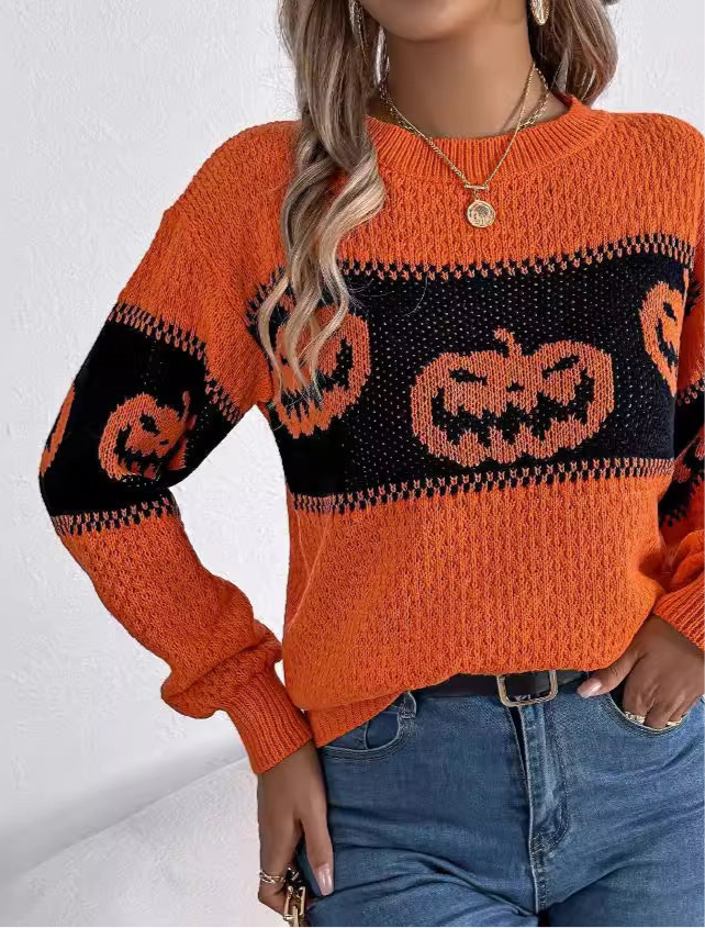 Halloween Pumpkin Head Women's Pullover