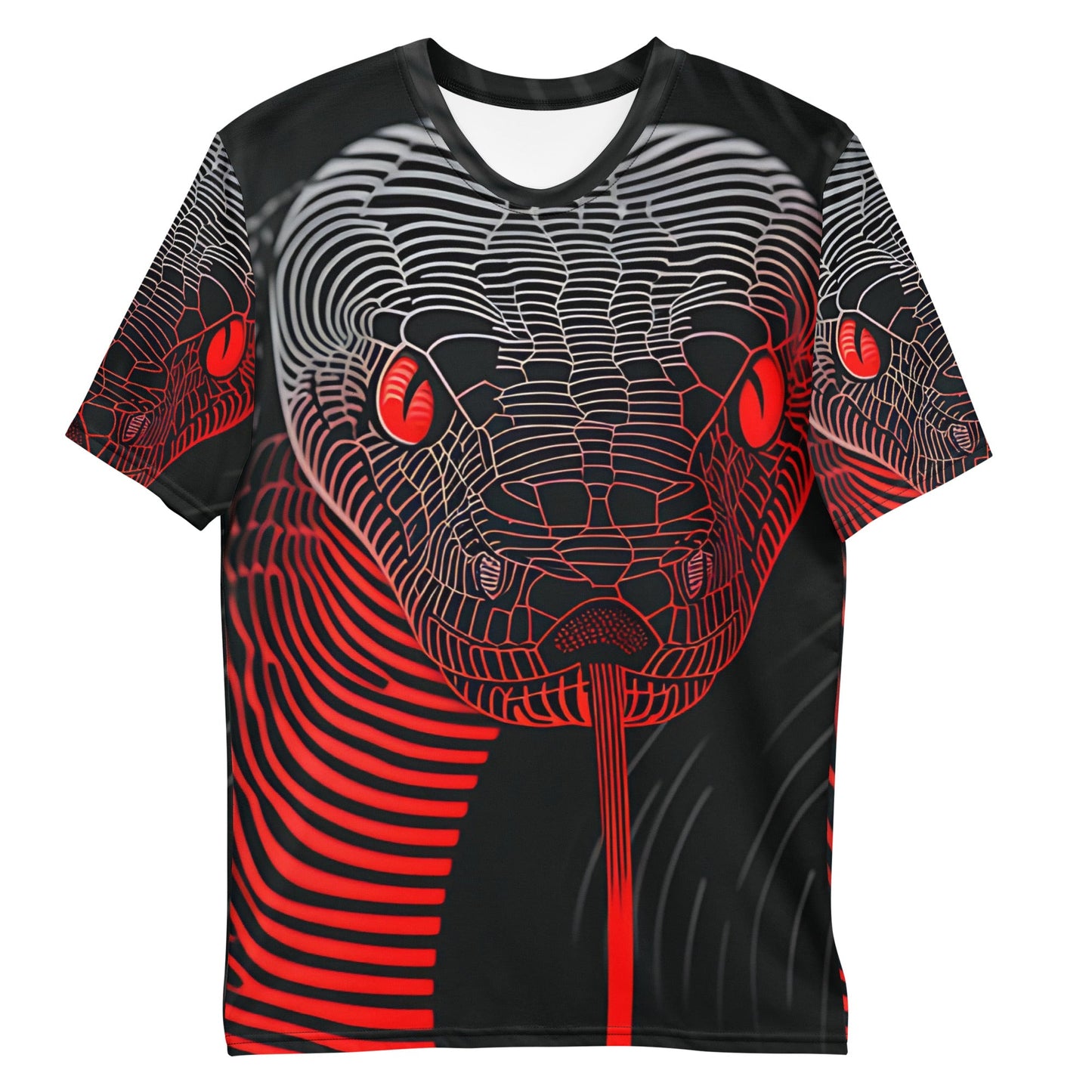 Abstract Lined Snake with Glowing Eyes T-Shirt - All - Over Print Tee - Sublimegifts4u.com