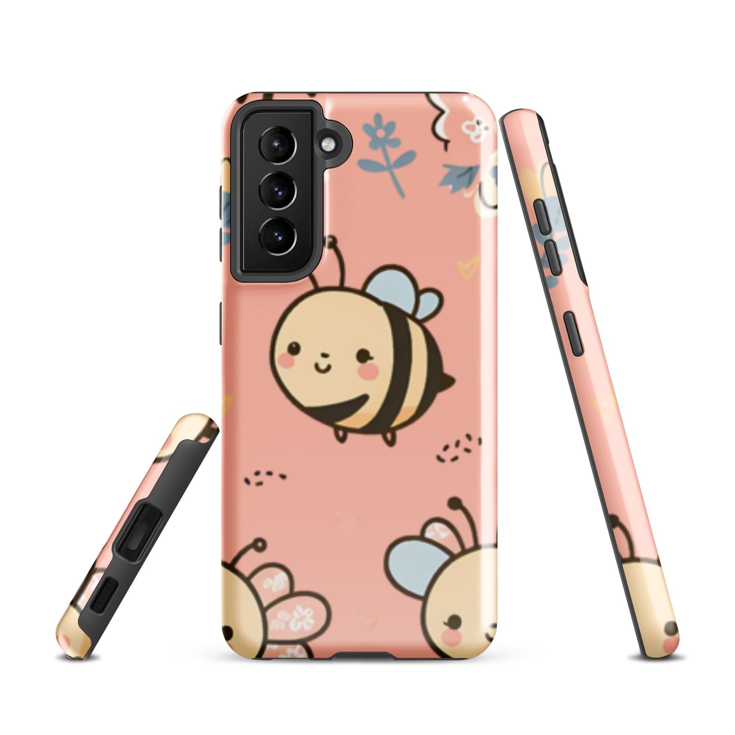 Adorable iPhone Tough Case with Cute Bees on Pink Background | Dual - Layer Protection - Sublimegifts4u.com