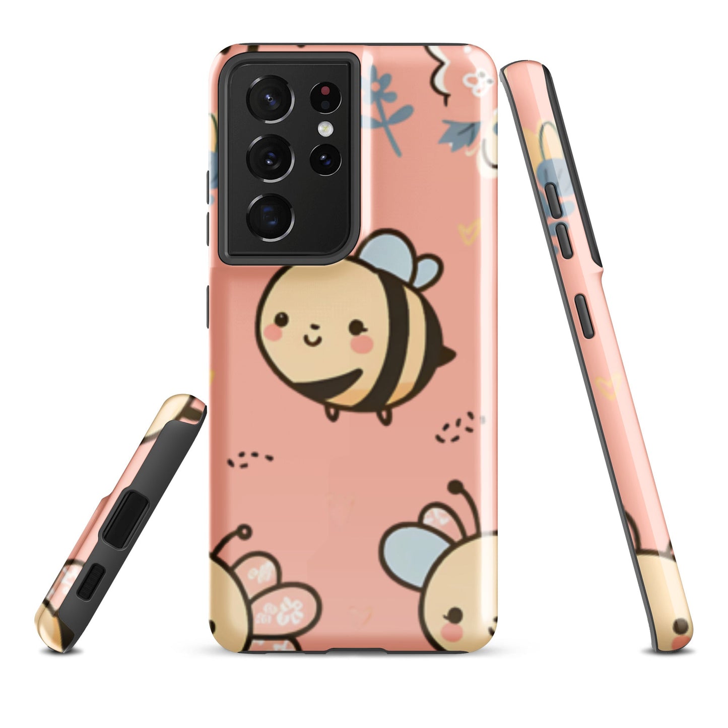 Adorable iPhone Tough Case with Cute Bees on Pink Background | Dual - Layer Protection - Sublimegifts4u.com