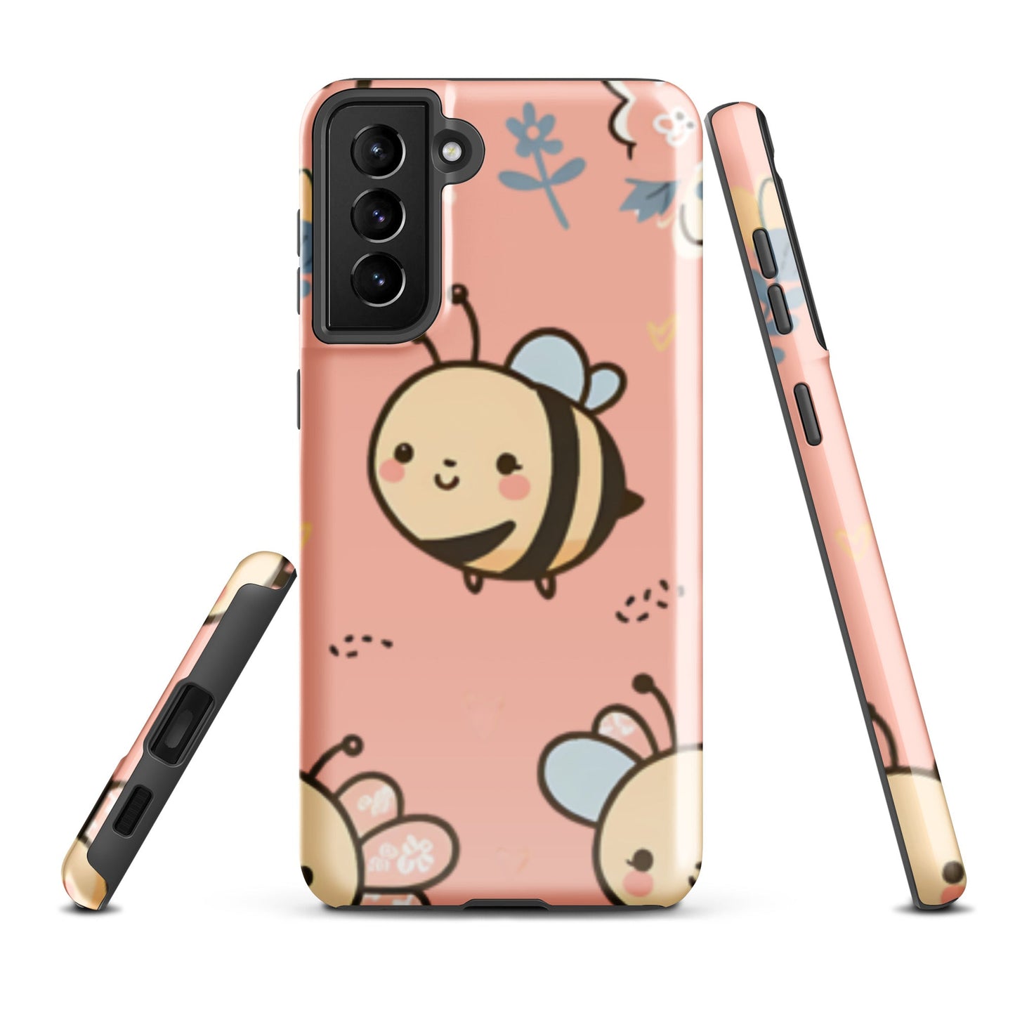 Adorable iPhone Tough Case with Cute Bees on Pink Background | Dual - Layer Protection - Sublimegifts4u.com