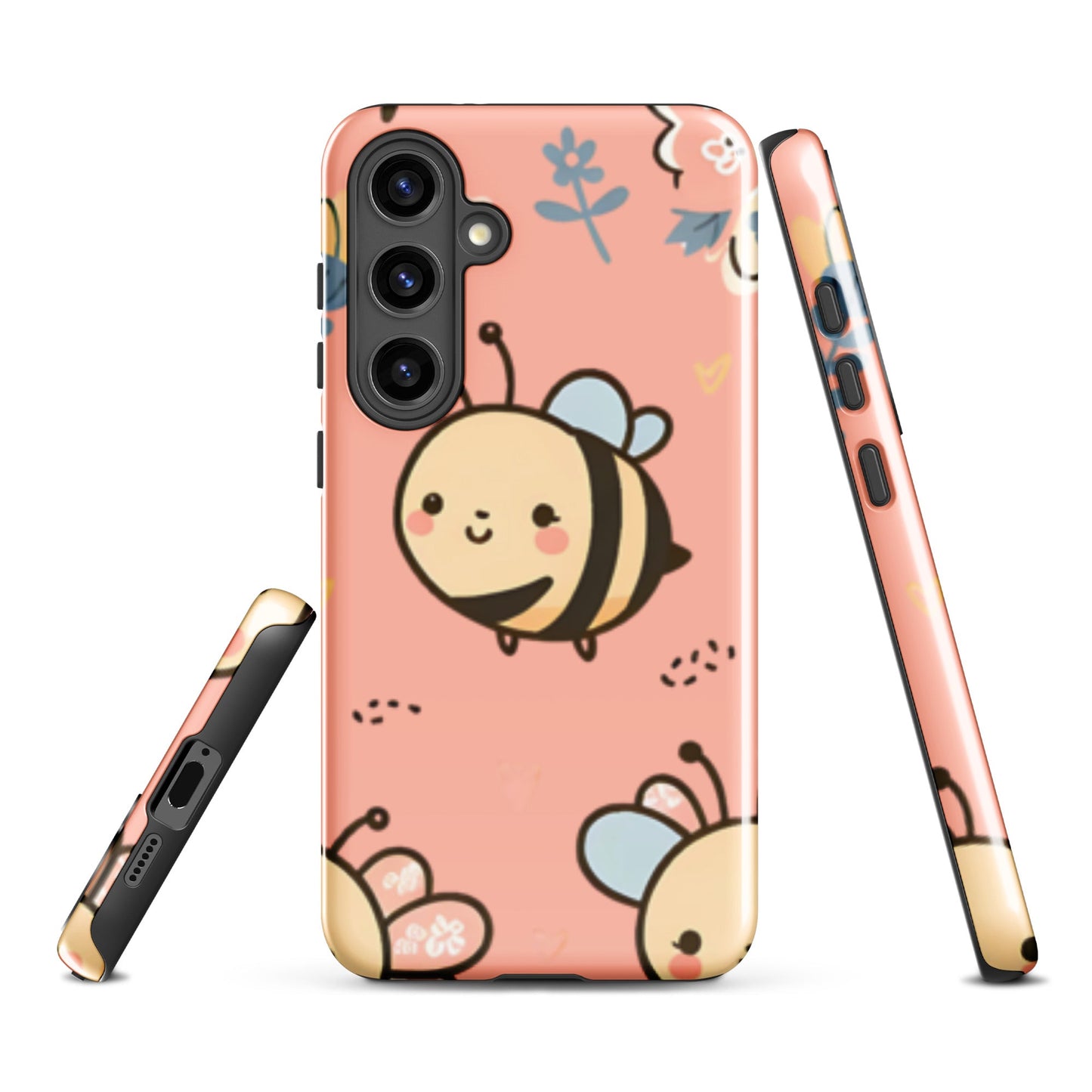 Adorable iPhone Tough Case with Cute Bees on Pink Background | Dual - Layer Protection - Sublimegifts4u.com