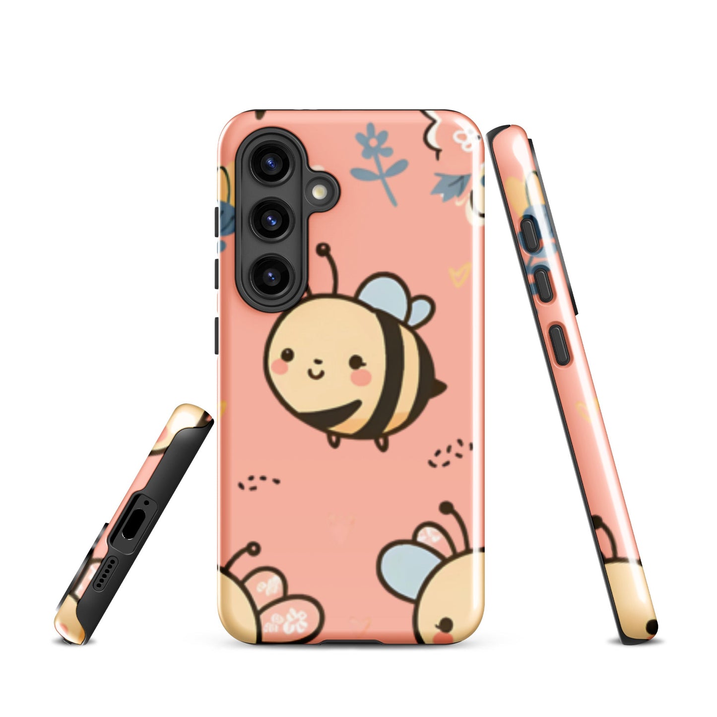 Adorable iPhone Tough Case with Cute Bees on Pink Background | Dual - Layer Protection - Sublimegifts4u.com