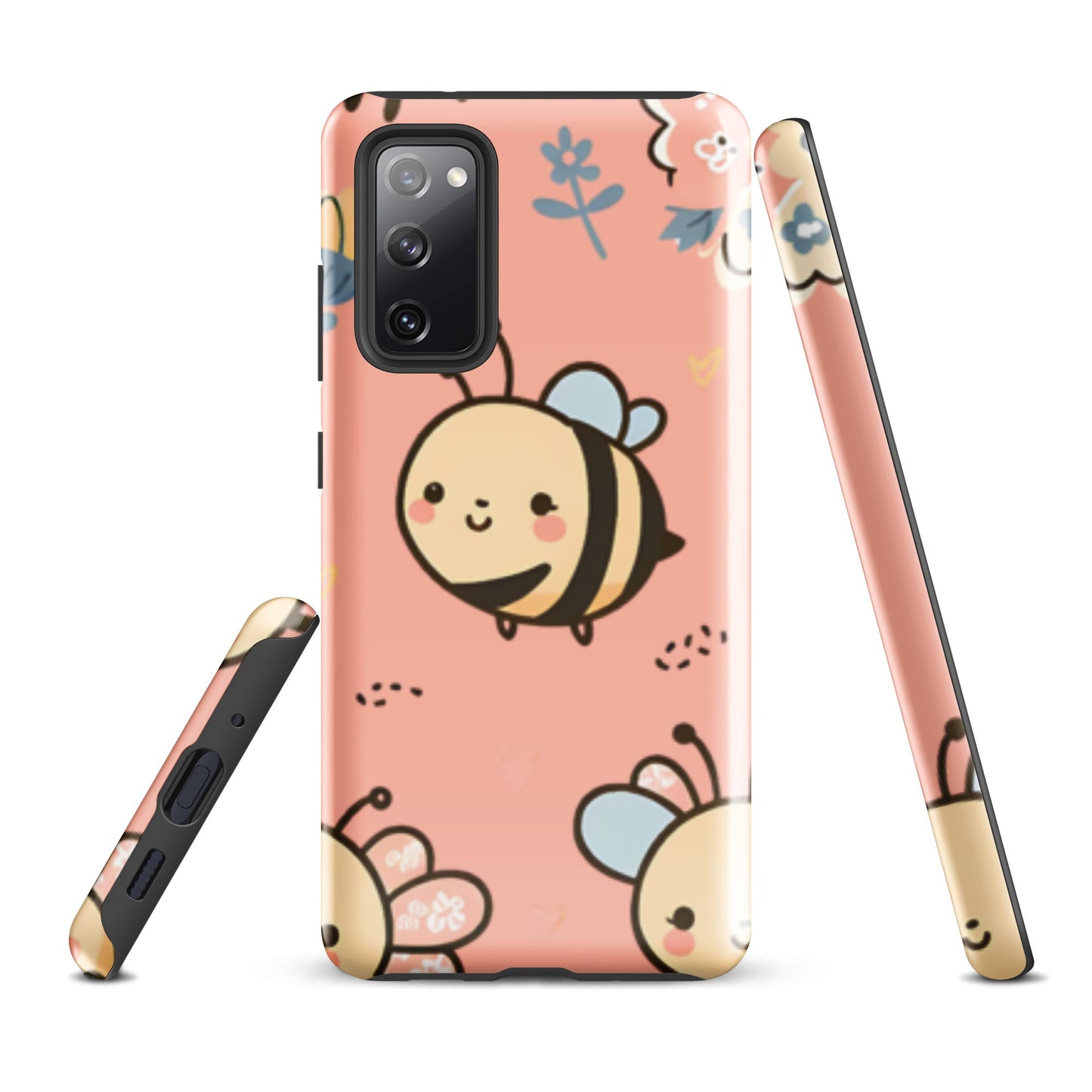 Adorable iPhone Tough Case with Cute Bees on Pink Background | Dual - Layer Protection - Sublimegifts4u.com