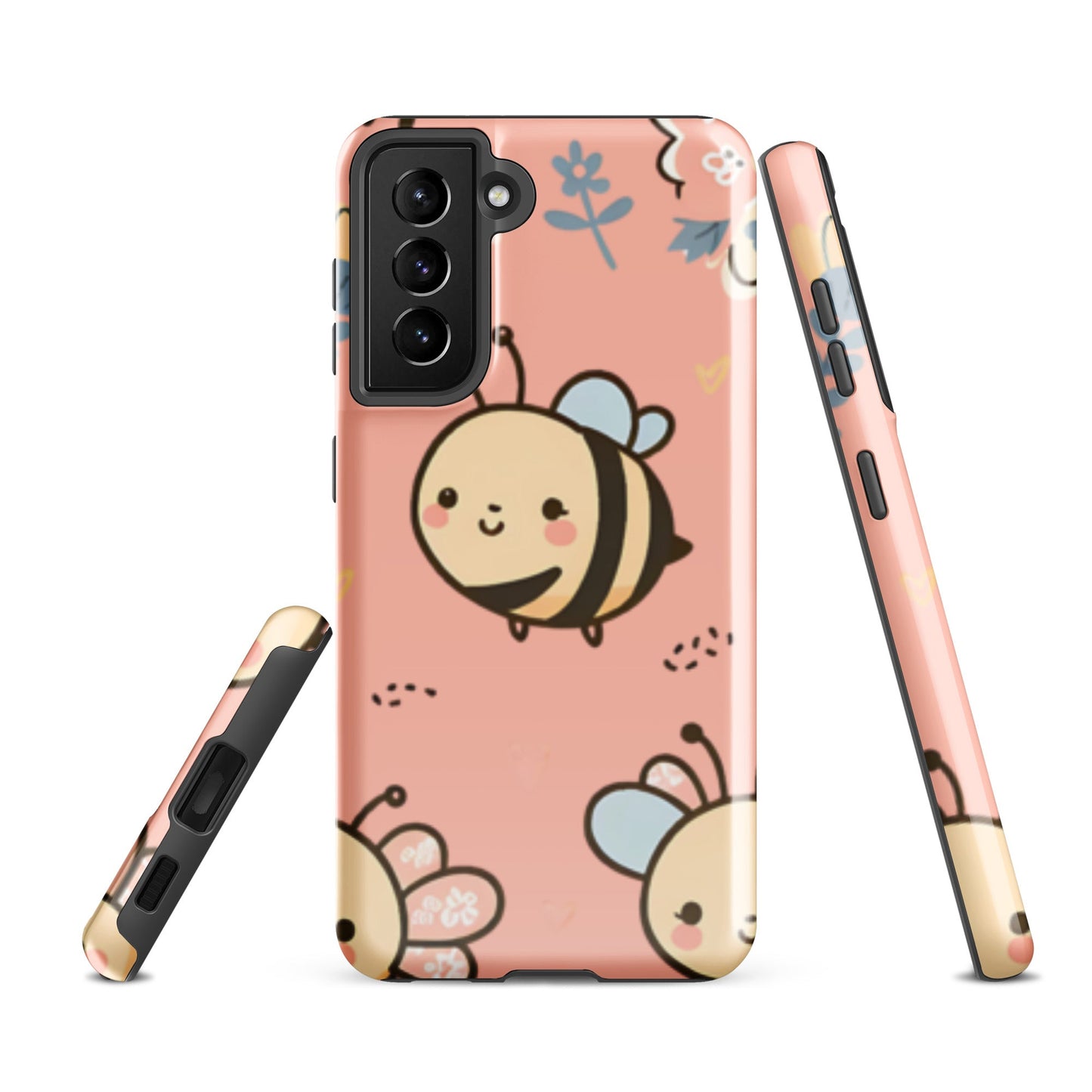 Adorable iPhone Tough Case with Cute Bees on Pink Background | Dual - Layer Protection - Sublimegifts4u.com