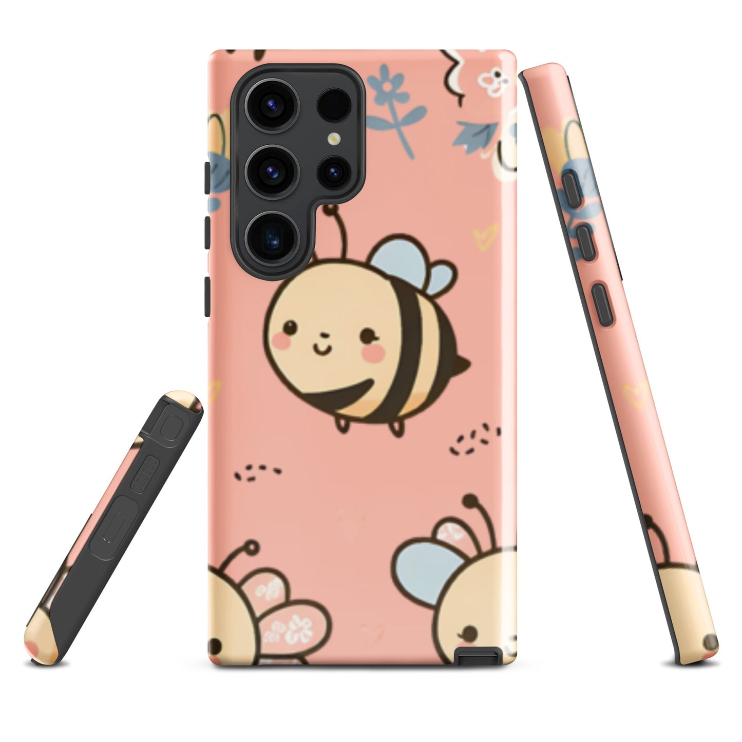 Adorable iPhone Tough Case with Cute Bees on Pink Background | Dual - Layer Protection - Sublimegifts4u.com