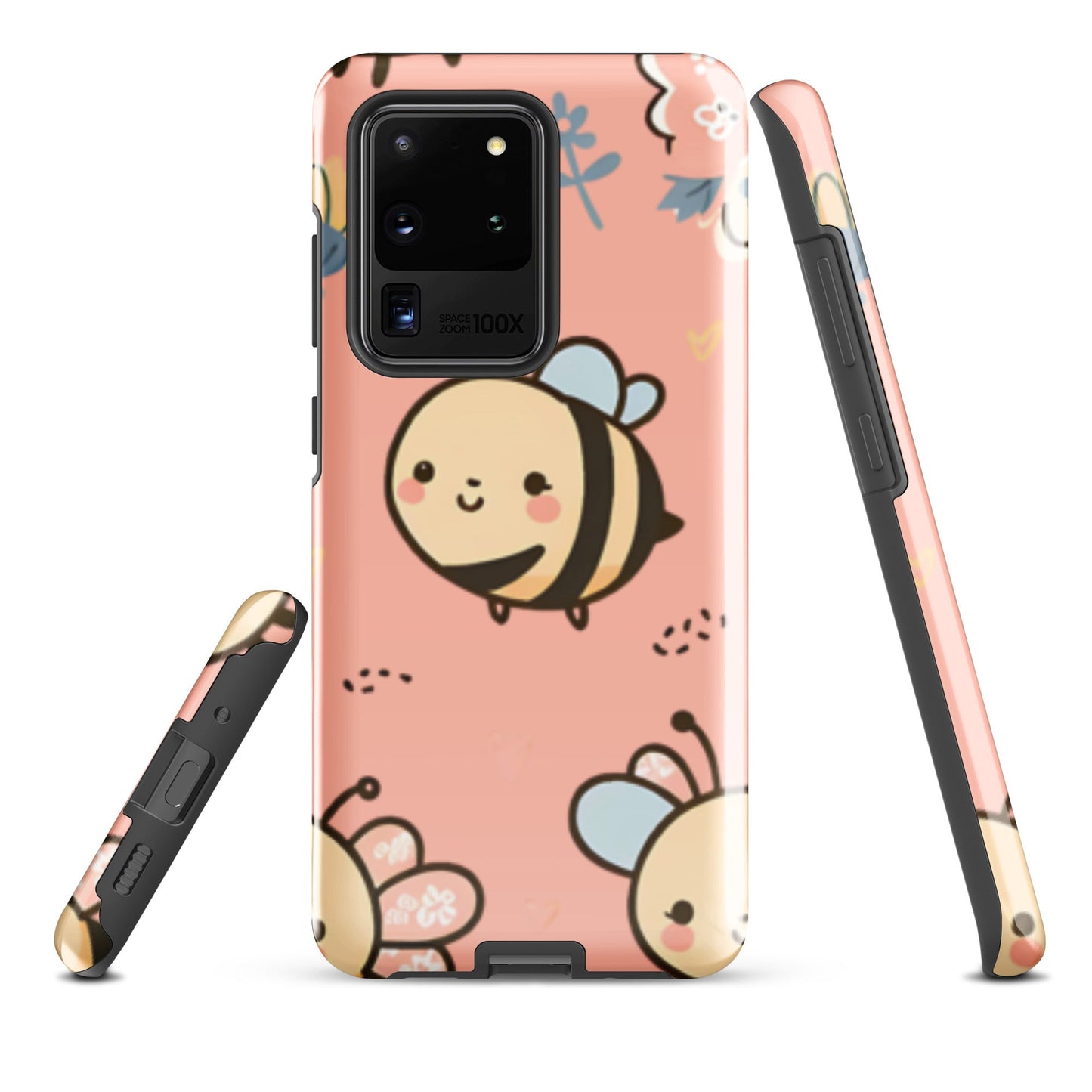 Adorable iPhone Tough Case with Cute Bees on Pink Background | Dual - Layer Protection - Sublimegifts4u.com