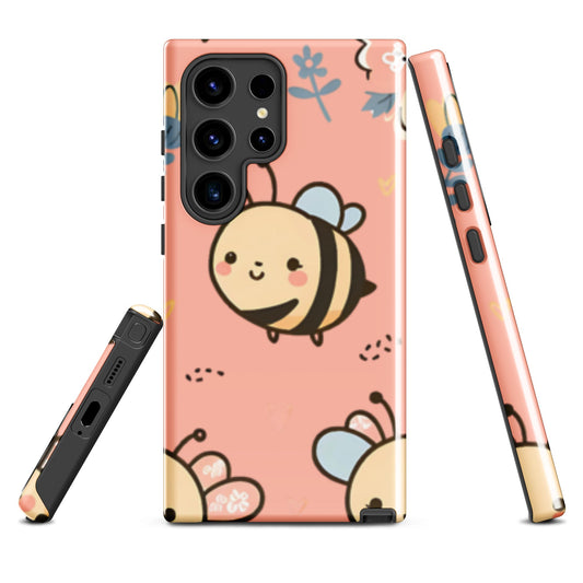 Adorable iPhone Tough Case with Cute Bees on Pink Background | Dual - Layer Protection - Sublimegifts4u.com