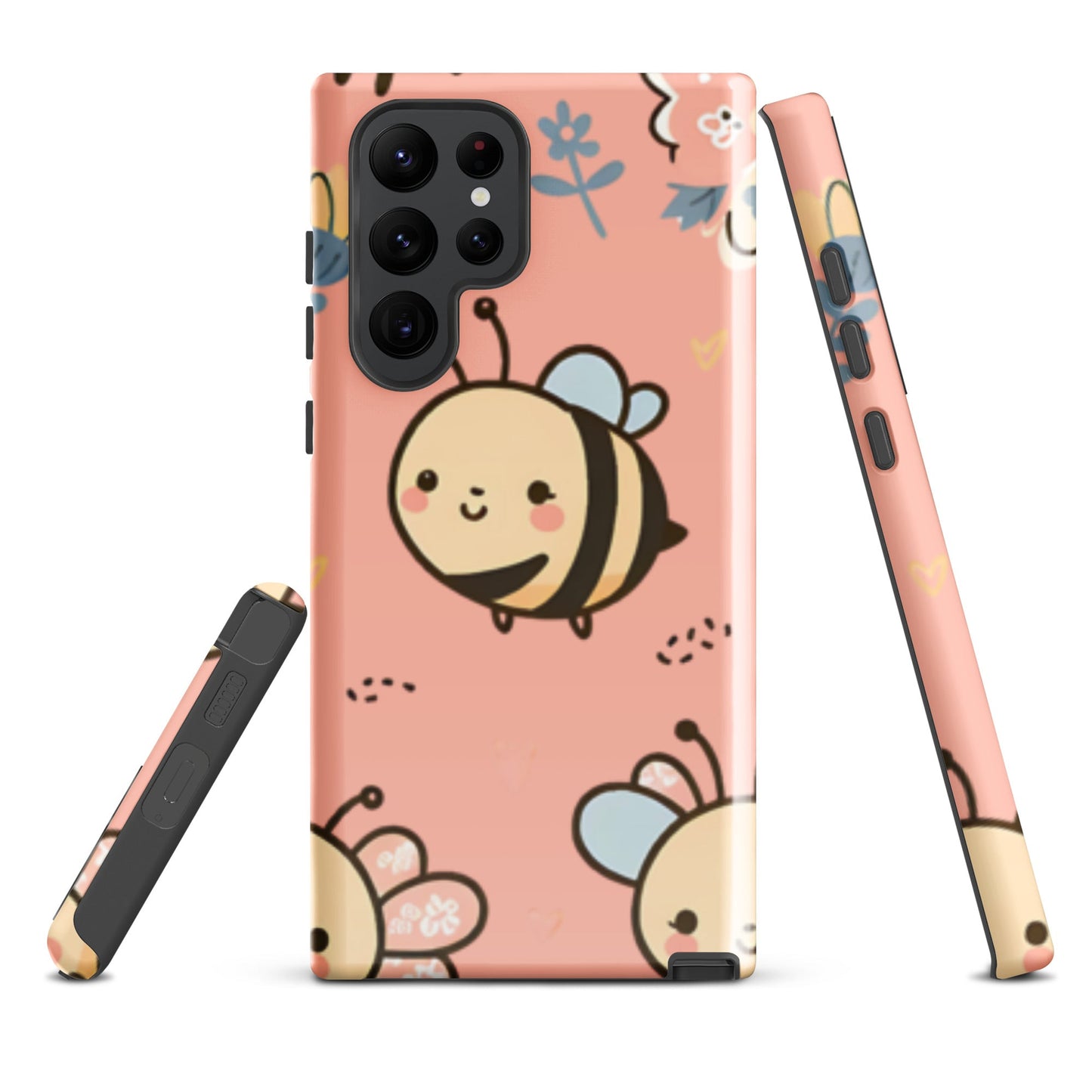 Adorable iPhone Tough Case with Cute Bees on Pink Background | Dual - Layer Protection - Sublimegifts4u.com