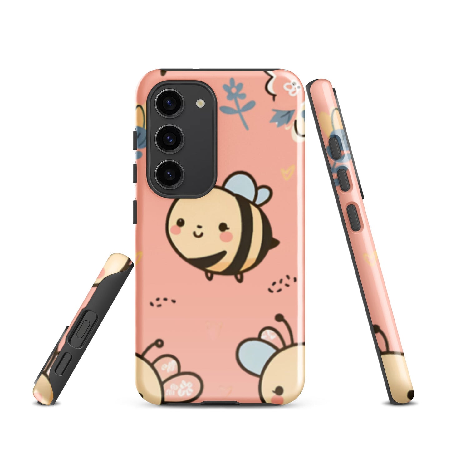 Adorable iPhone Tough Case with Cute Bees on Pink Background | Dual - Layer Protection - Sublimegifts4u.com