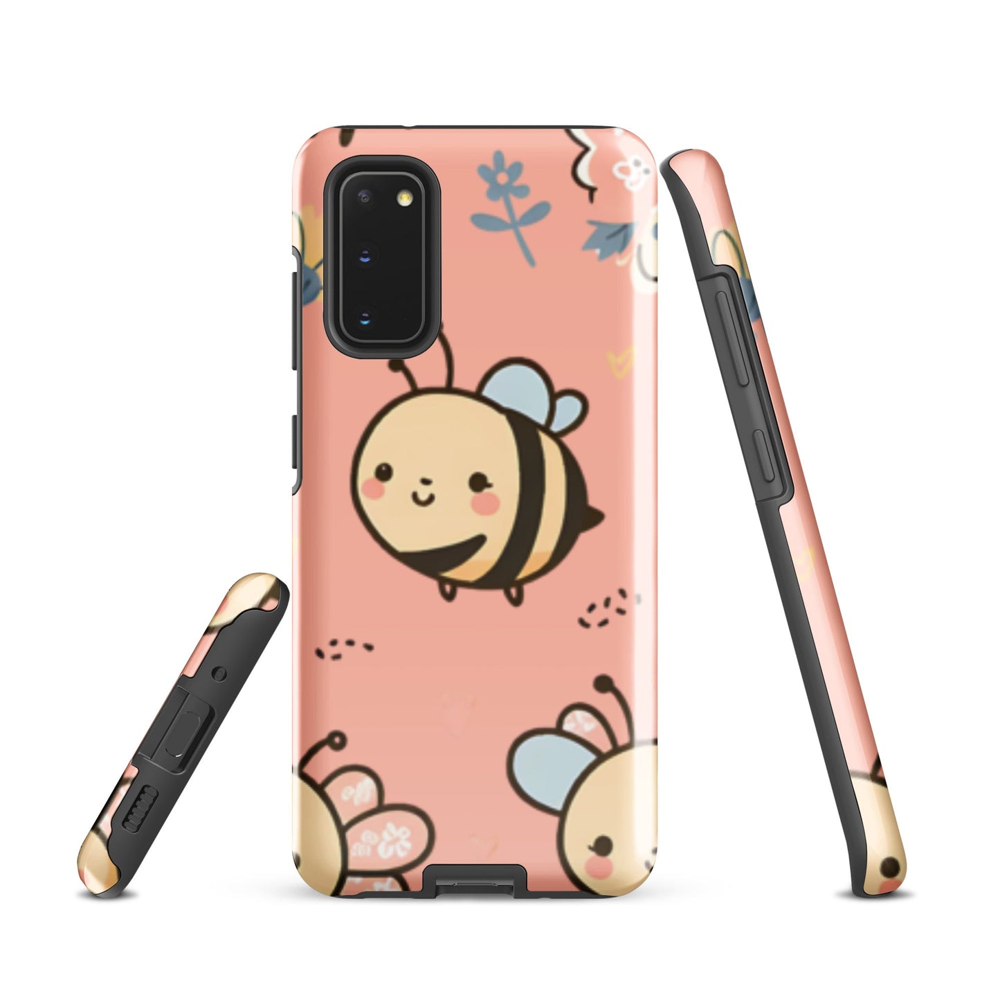 Adorable iPhone Tough Case with Cute Bees on Pink Background | Dual - Layer Protection - Sublimegifts4u.com