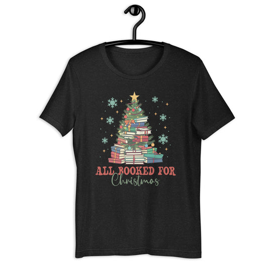 All Booked Up Women's Christmas T-Shirt – Book Tree Design for Book Lovers - Sublimegifts4u.com