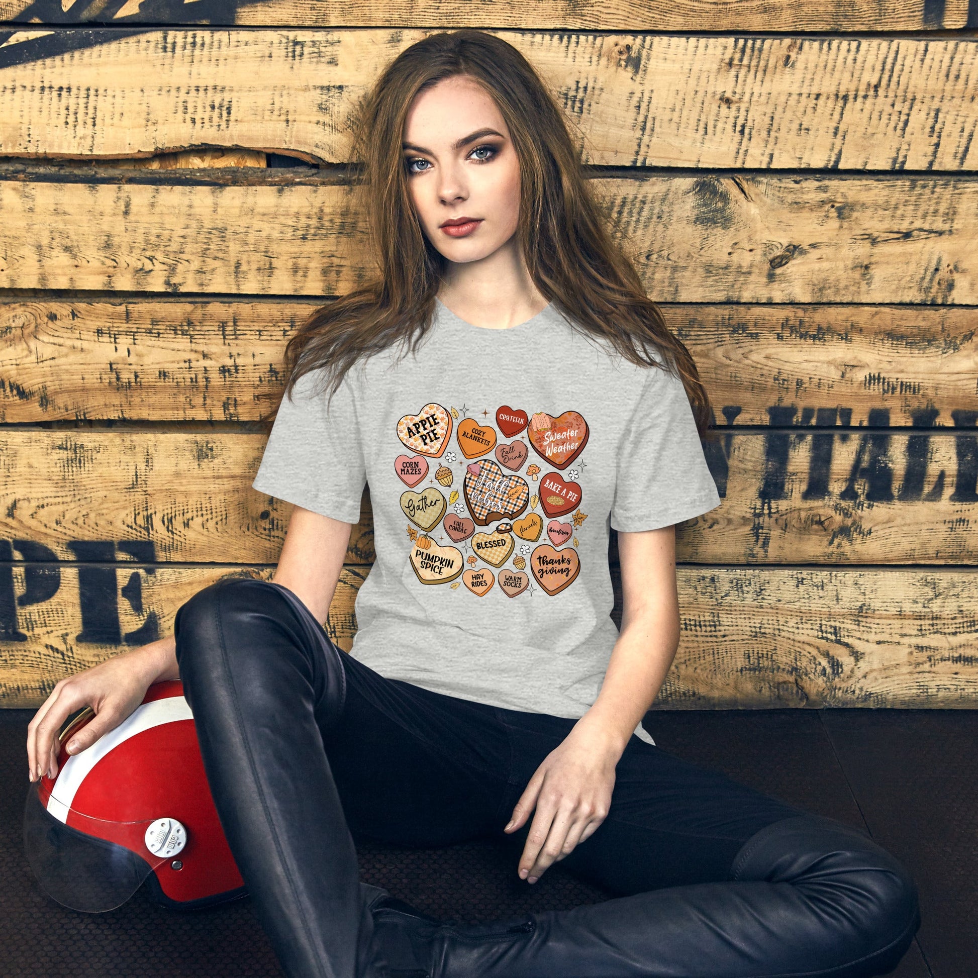 Autumn Heart Candies T-Shirt with Fall Quotes | Comfortable Women's Tee - Sublimegifts4u.com