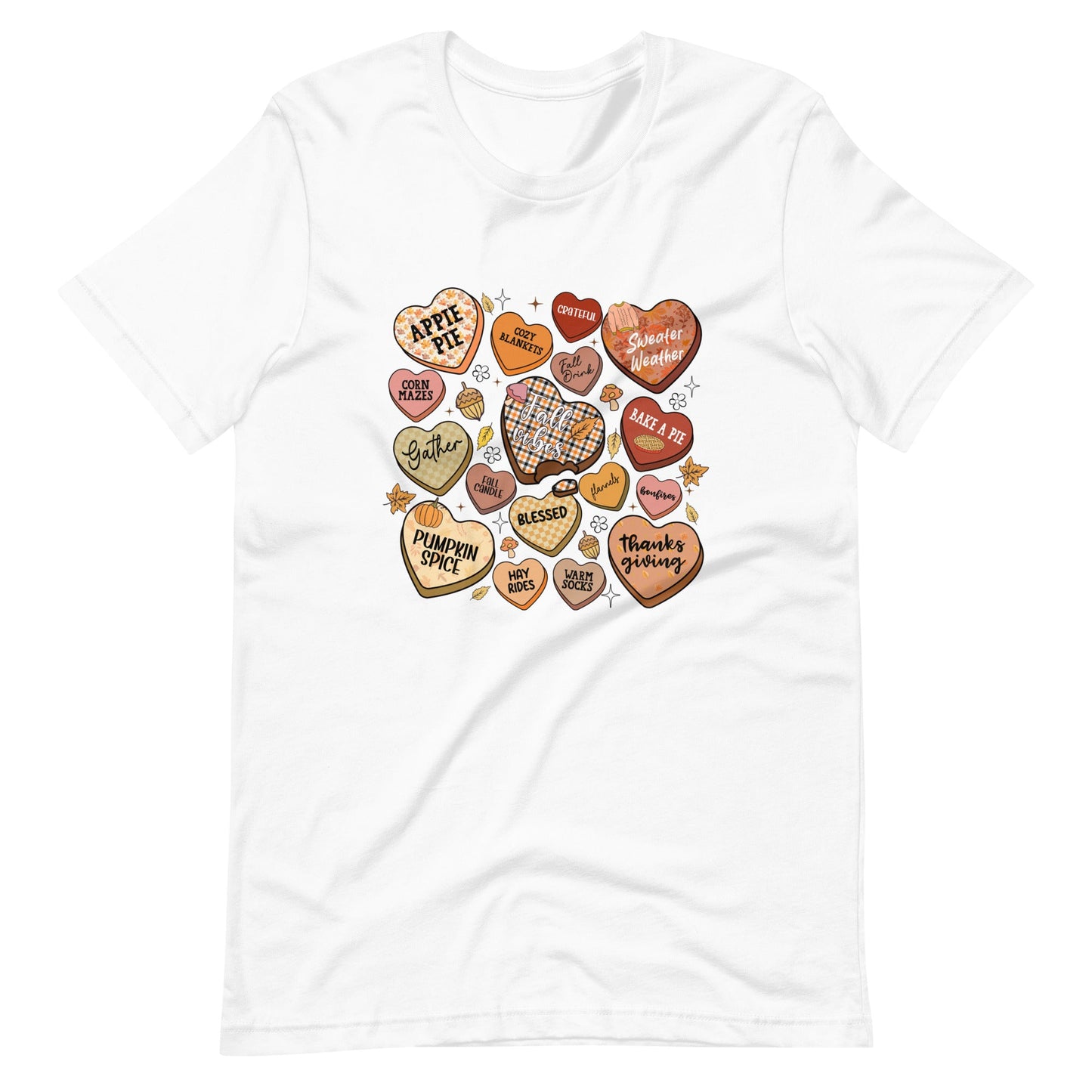 Autumn Heart Candies T-Shirt with Fall Quotes | Comfortable Women's Tee - Sublimegifts4u.com