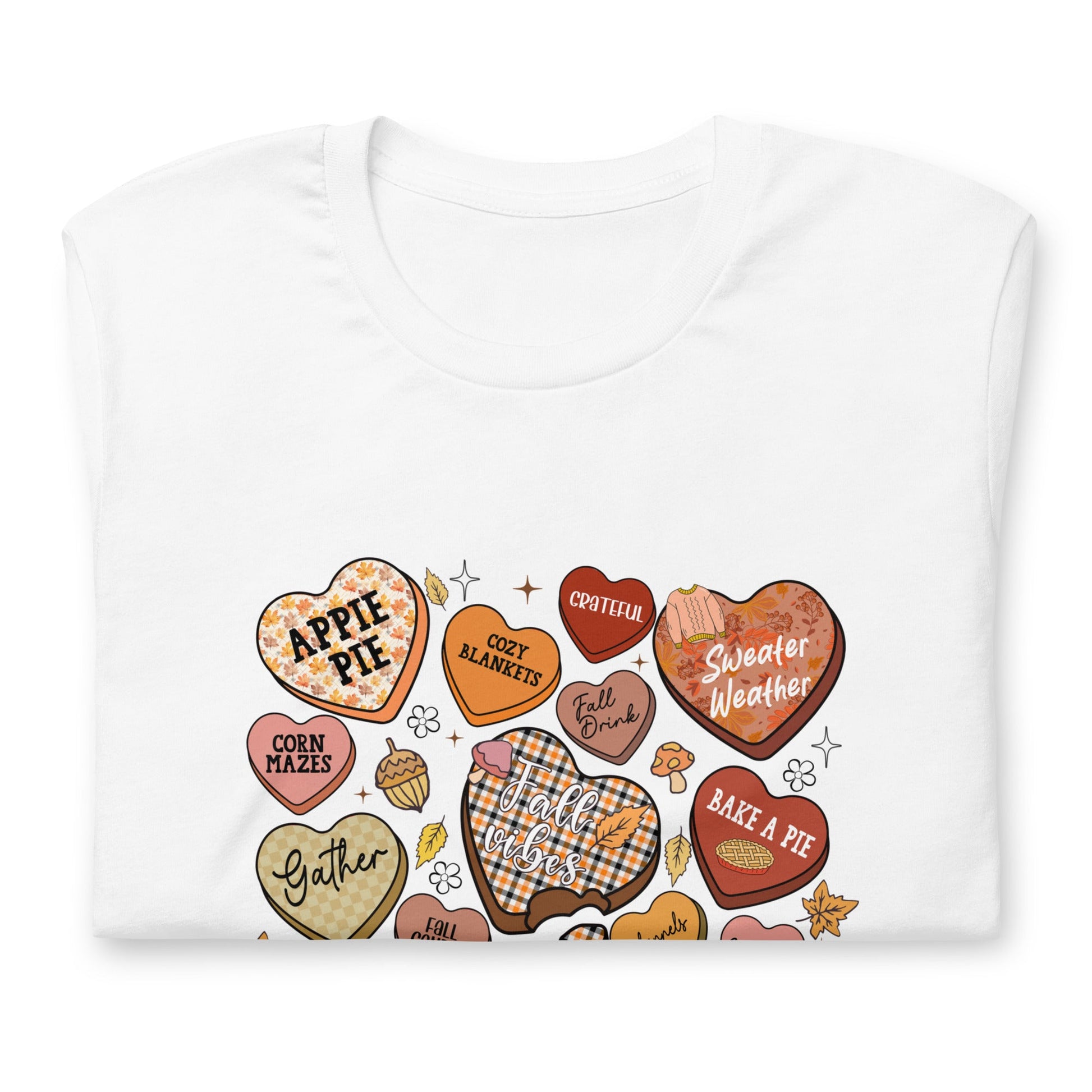 Autumn Heart Candies T-Shirt with Fall Quotes | Comfortable Women's Tee - Sublimegifts4u.com