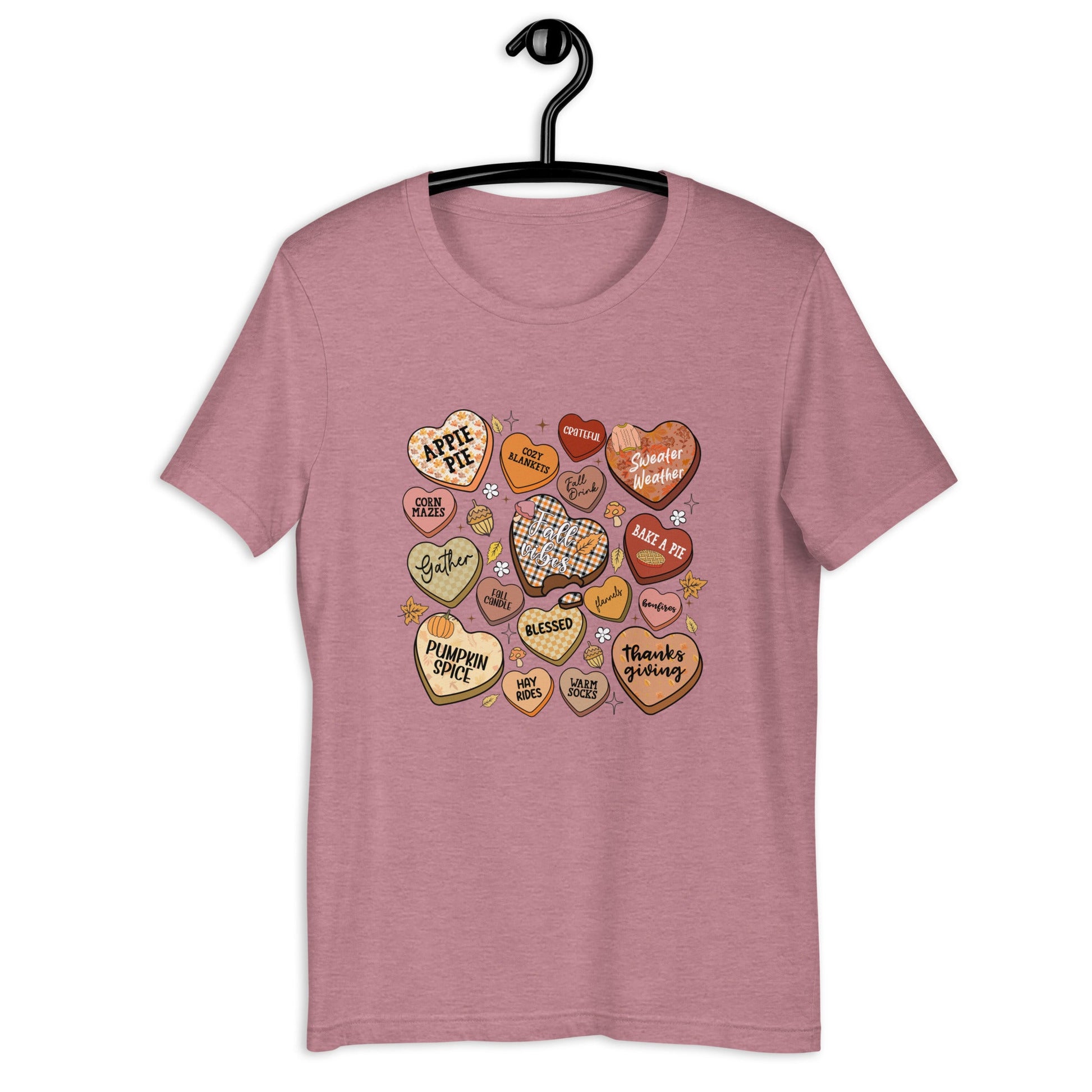 Autumn Heart Candies T-Shirt with Fall Quotes | Comfortable Women's Tee - Sublimegifts4u.com