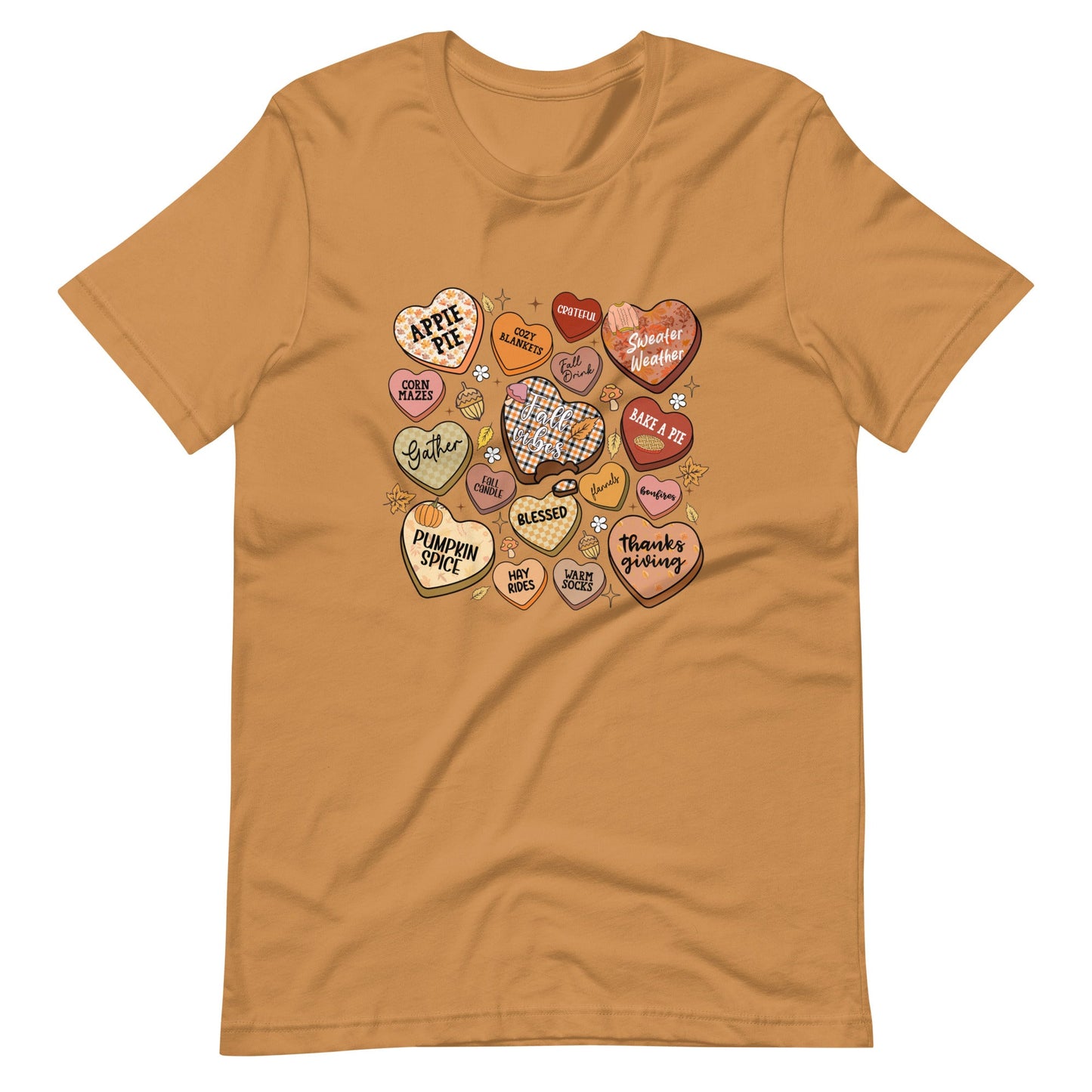 Autumn Heart Candies T-Shirt with Fall Quotes | Comfortable Women's Tee - Sublimegifts4u.com