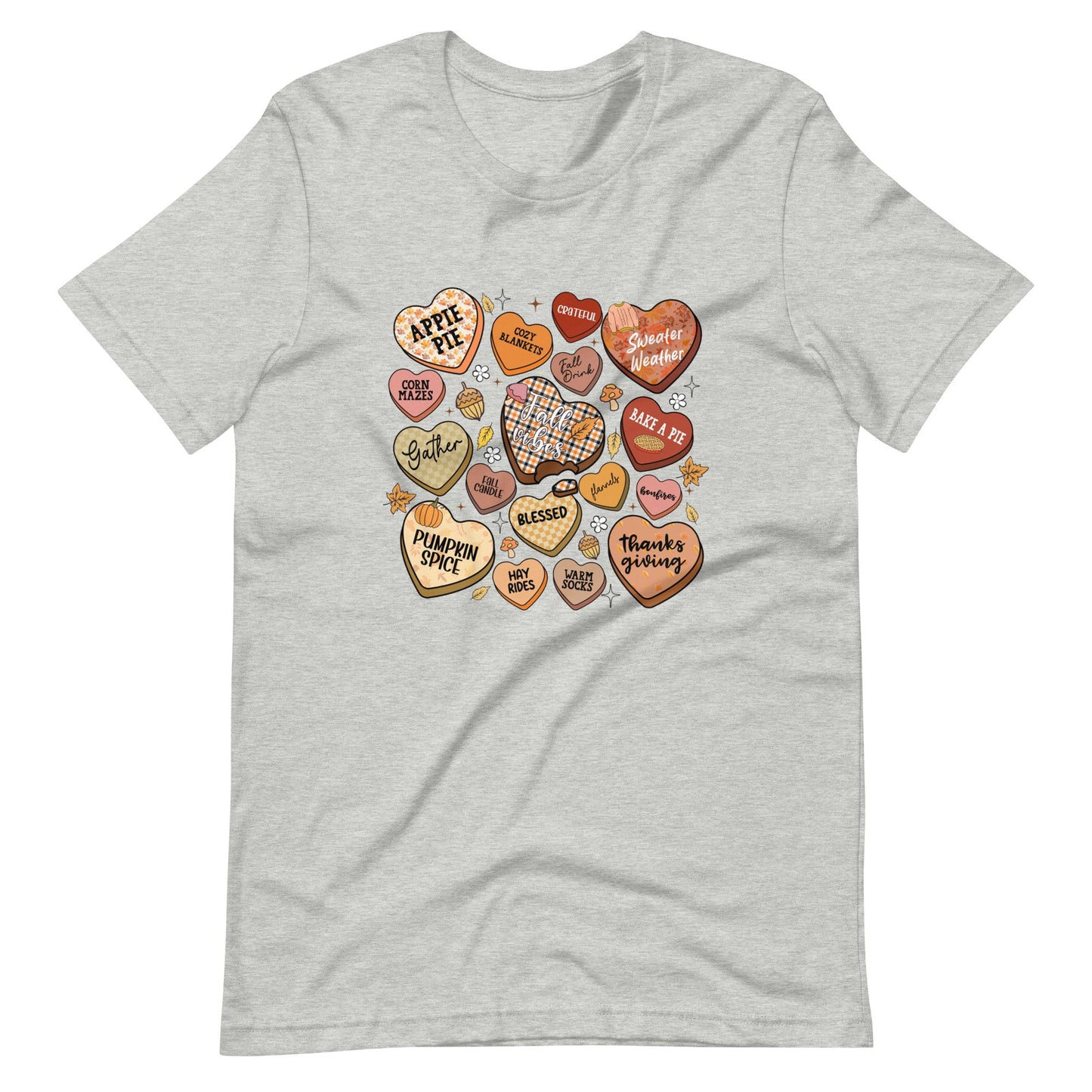 Autumn Heart Candies T-Shirt with Fall Quotes | Comfortable Women's Tee - Sublimegifts4u.com