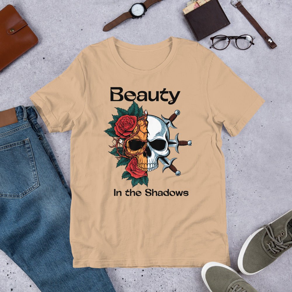 Beauty in the Shadows Skull Floral T-Shirt for Women - Soft & Stylish - Sublimegifts4u.com