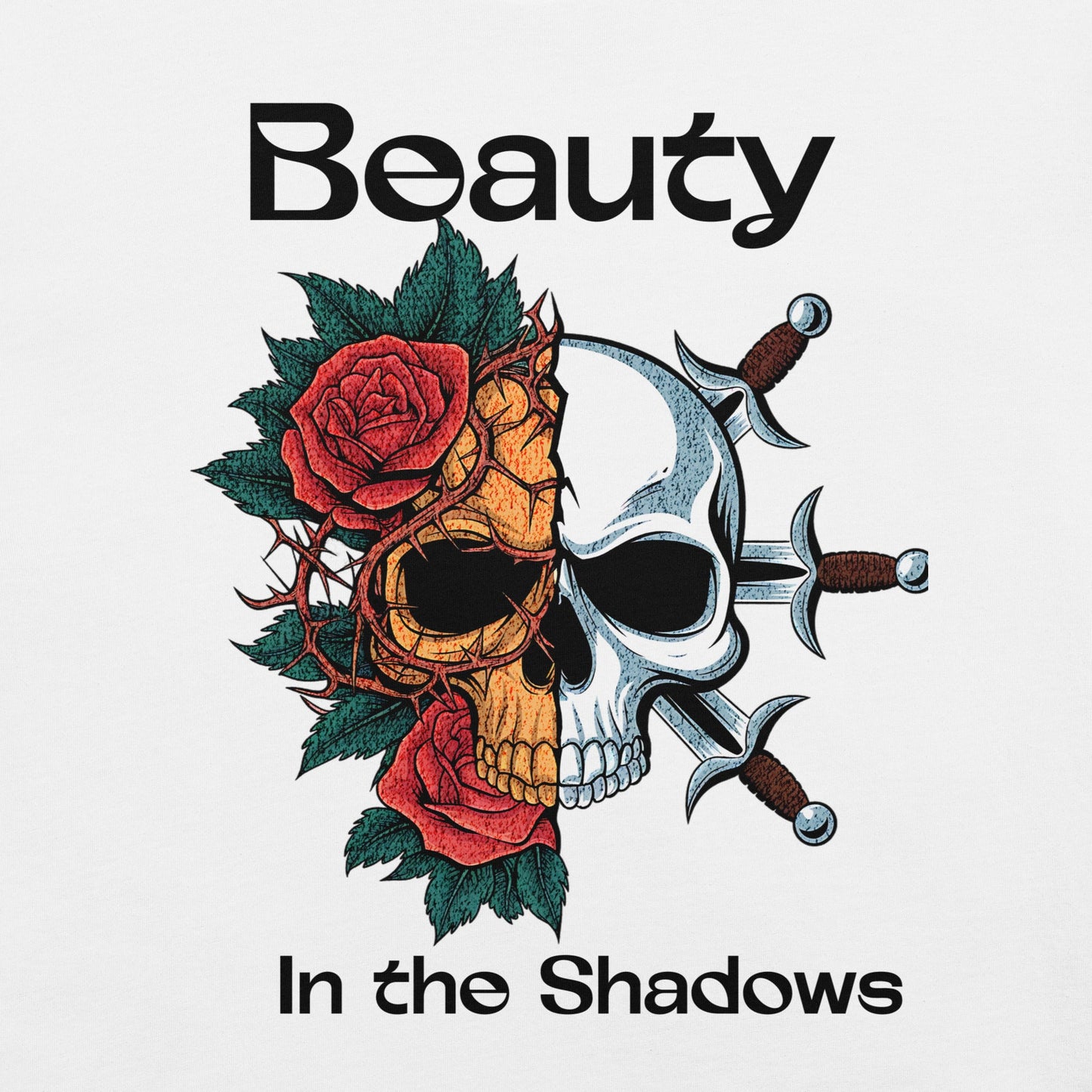 Beauty in the Shadows Skull Floral T-Shirt for Women - Soft & Stylish - Sublimegifts4u.com