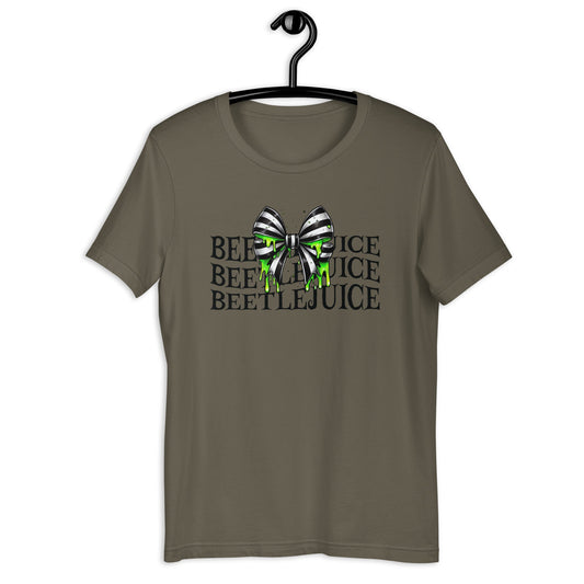 Beetlejuice Inspired Women's T-Shirt - Stacked Text & Green Slime Design - Sublimegifts4u.com