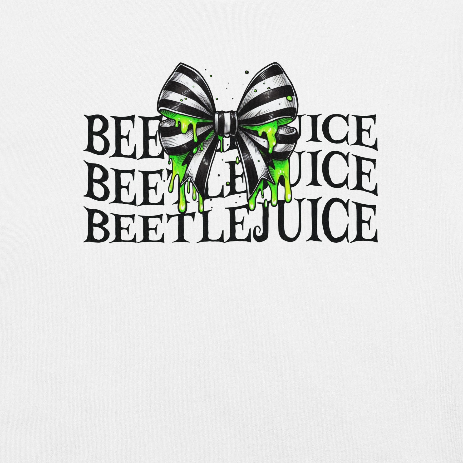 Beetlejuice Inspired Women's T-Shirt - Stacked Text & Green Slime Design - Sublimegifts4u.com