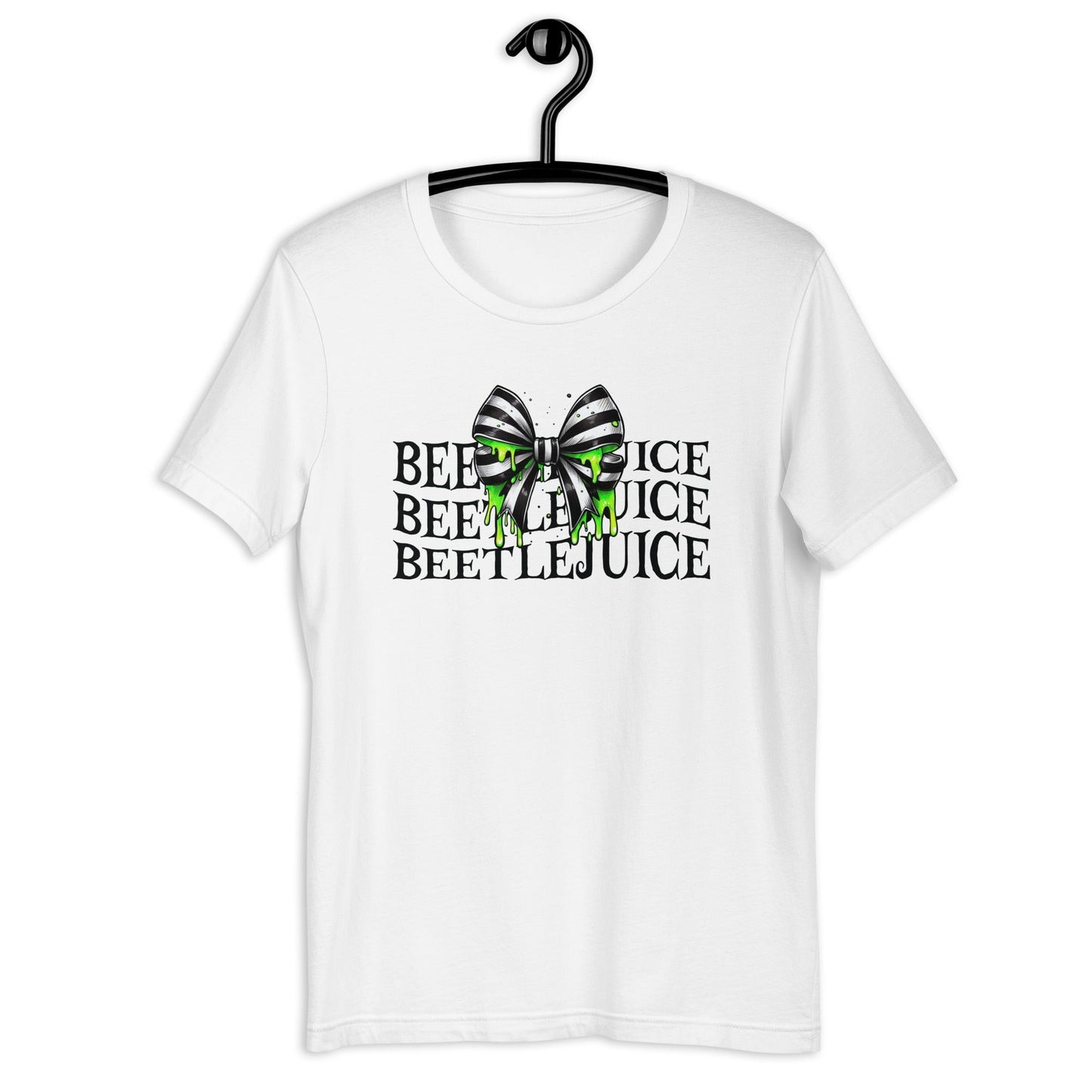 Beetlejuice Inspired Women's T-Shirt - Stacked Text & Green Slime Design - Sublimegifts4u.com