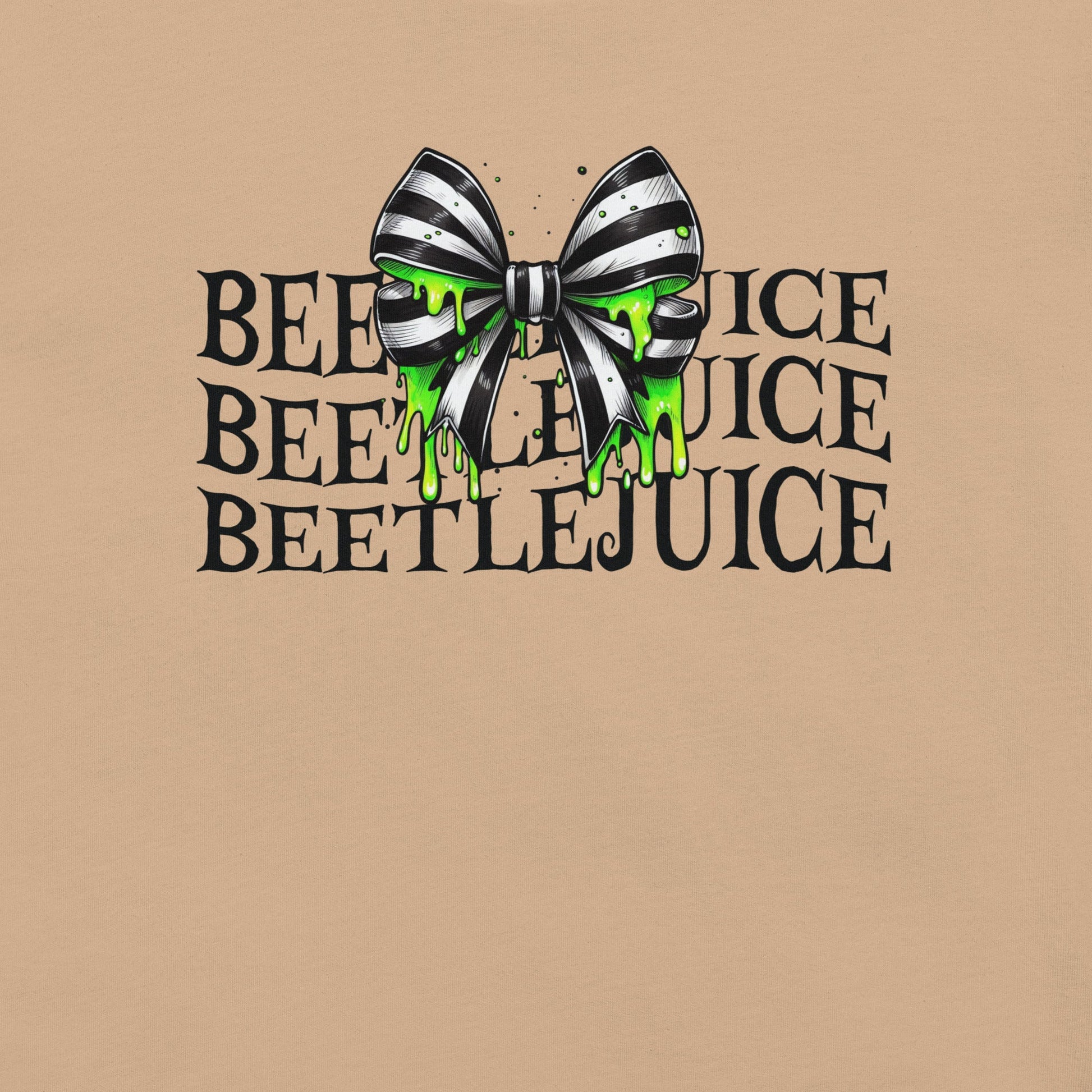 Beetlejuice Inspired Women's T-Shirt - Stacked Text & Green Slime Design - Sublimegifts4u.com