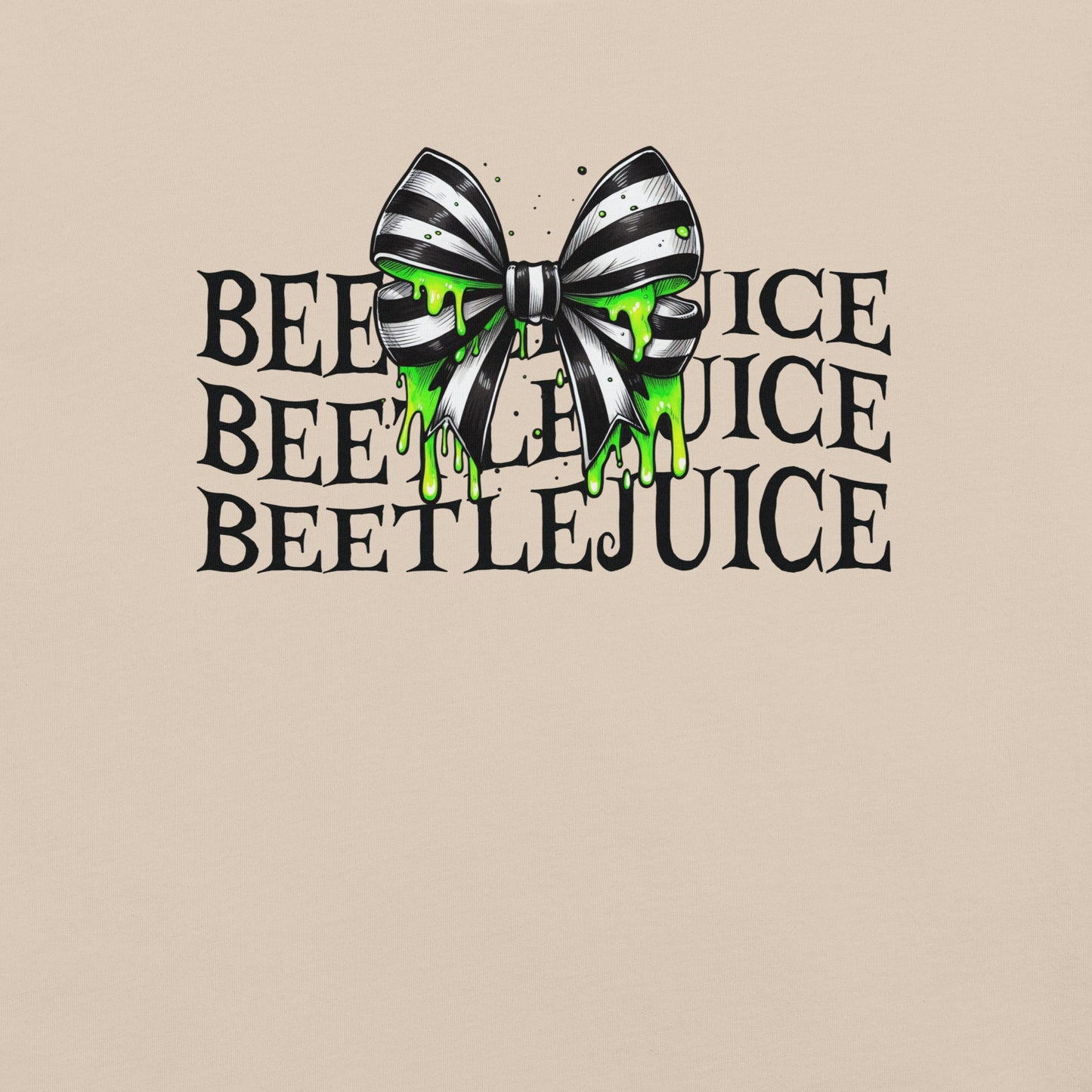 Beetlejuice Inspired Women's T-Shirt - Stacked Text & Green Slime Design - Sublimegifts4u.com