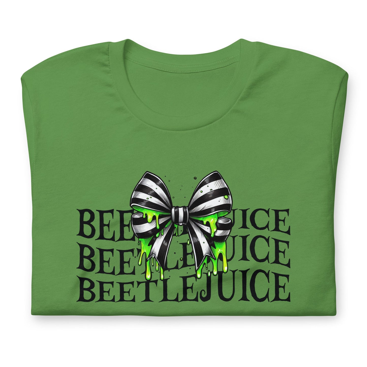 Beetlejuice Inspired Women's T-Shirt - Stacked Text & Green Slime Design - Sublimegifts4u.com