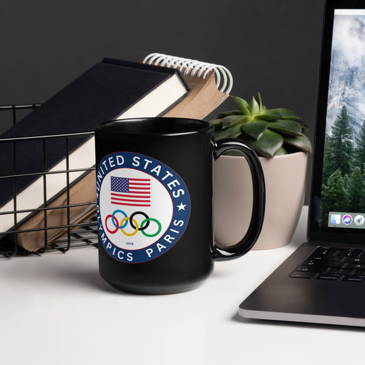 Black Glossy Mug with 2024 United States Olympics Logo (11oz & 15oz) - Sublimegifts4u.com