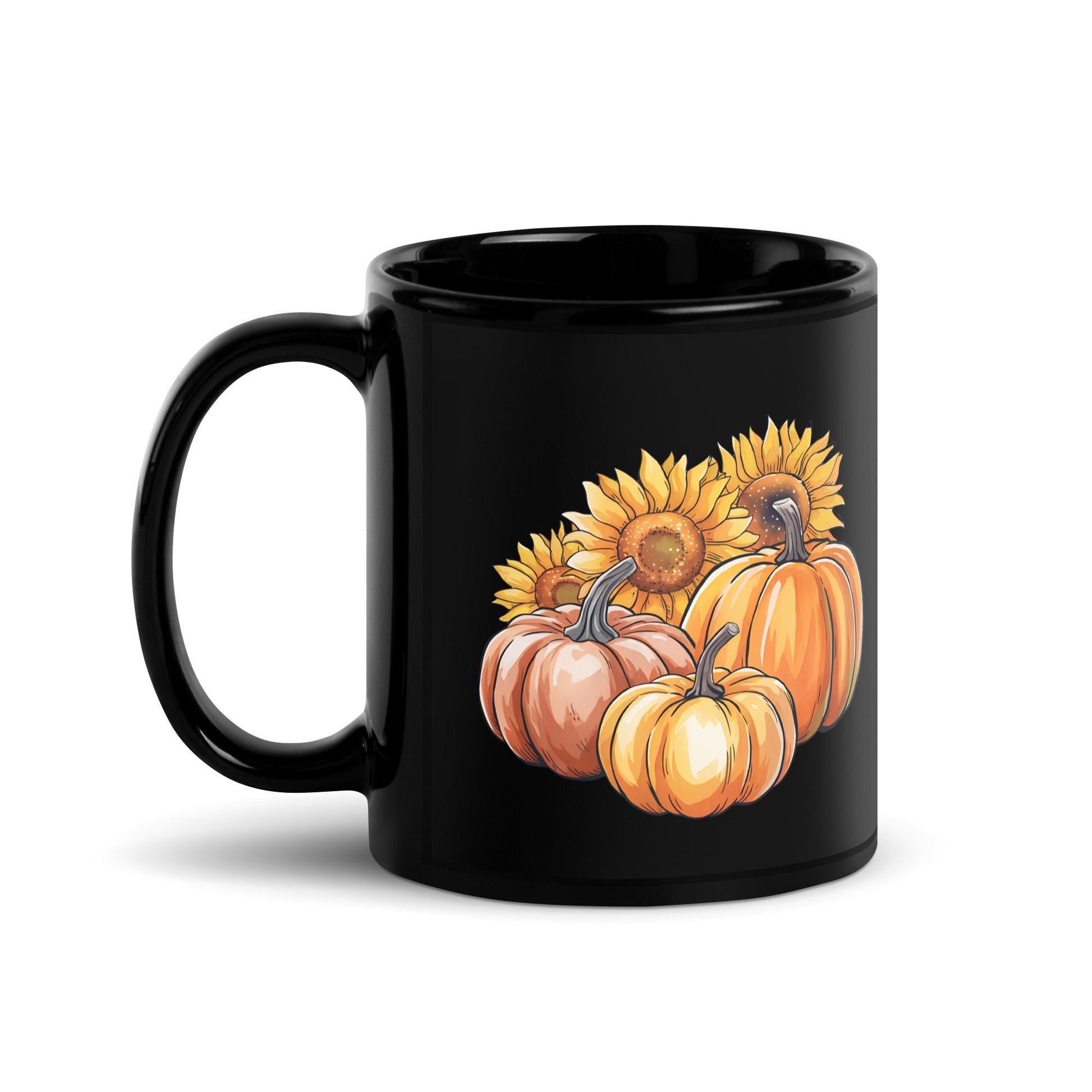 Black Mug with Double - Sided Pumpkin Design | 11 oz & 15 oz | Ceramic Coffee & Tea Mug - Sublimegifts4u.com