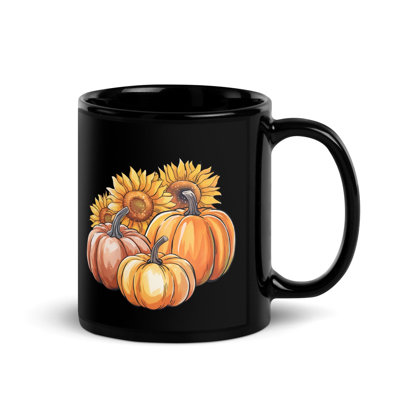 Black Mug with Double - Sided Pumpkin Design | 11 oz & 15 oz | Ceramic Coffee & Tea Mug - Sublimegifts4u.com