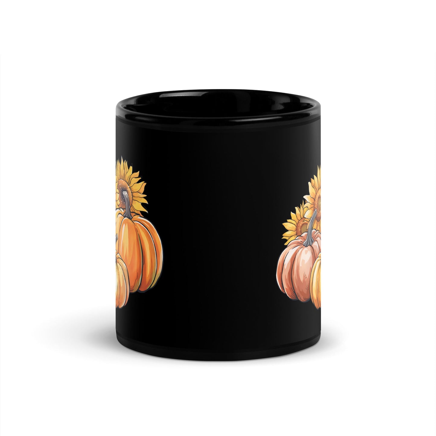 Black Mug with Double - Sided Pumpkin Design | 11 oz & 15 oz | Ceramic Coffee & Tea Mug - Sublimegifts4u.com