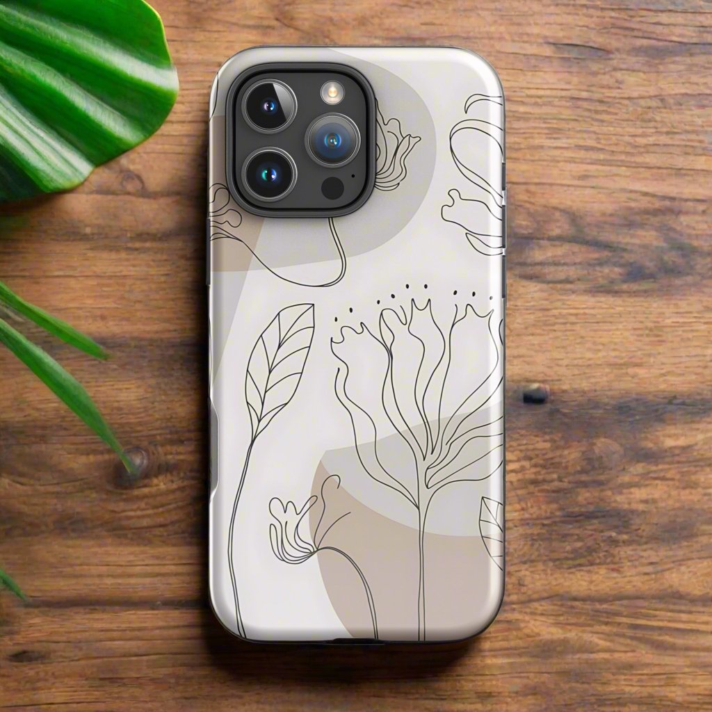 Boho Minimalist Floral Line Art iPhone Case | Dual - Layer Protection - Sublimegifts4u.com