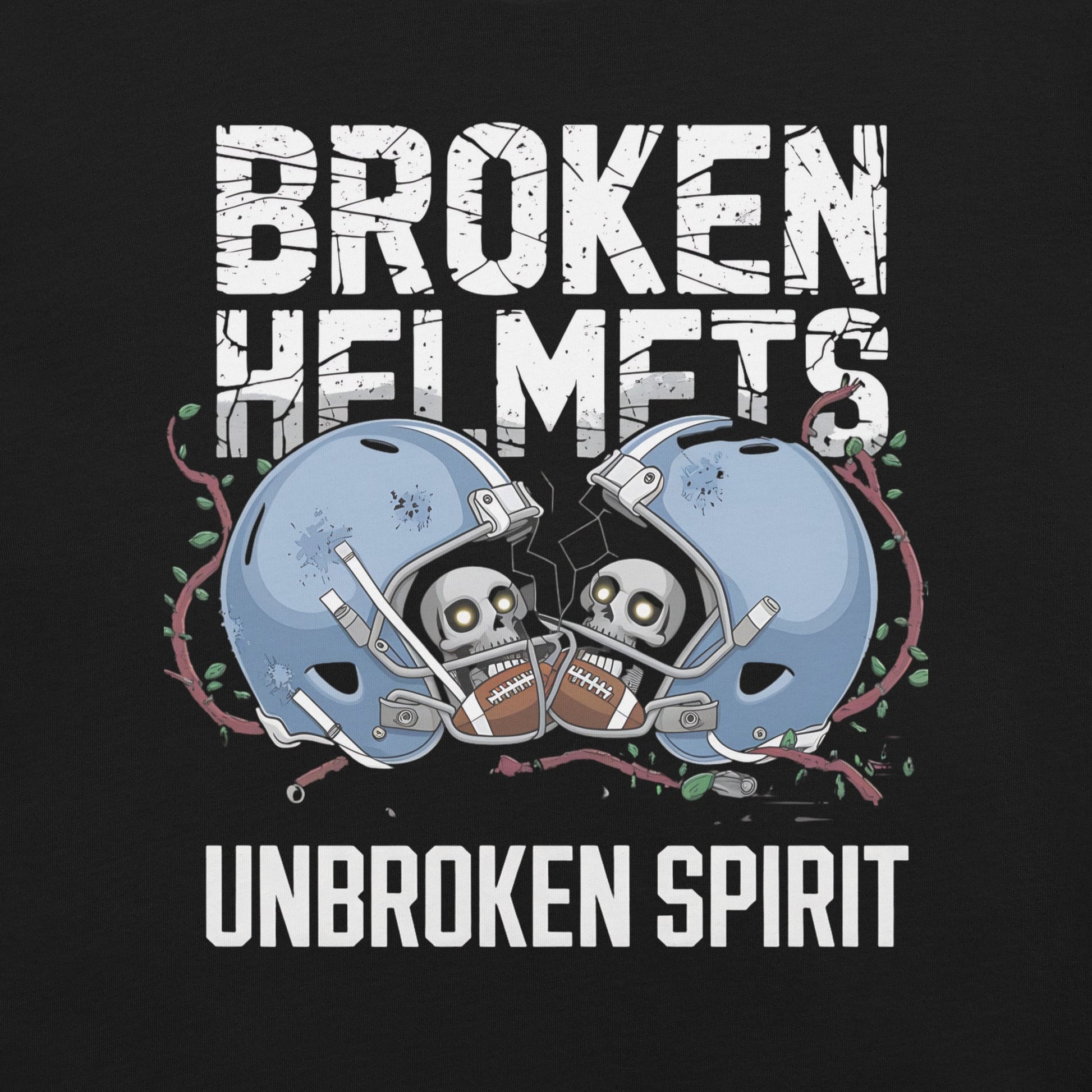 Broken Helmets Unbroken Spirit Men's Tee | Bold Football Skull T-Shirt - Sublimegifts4u.com