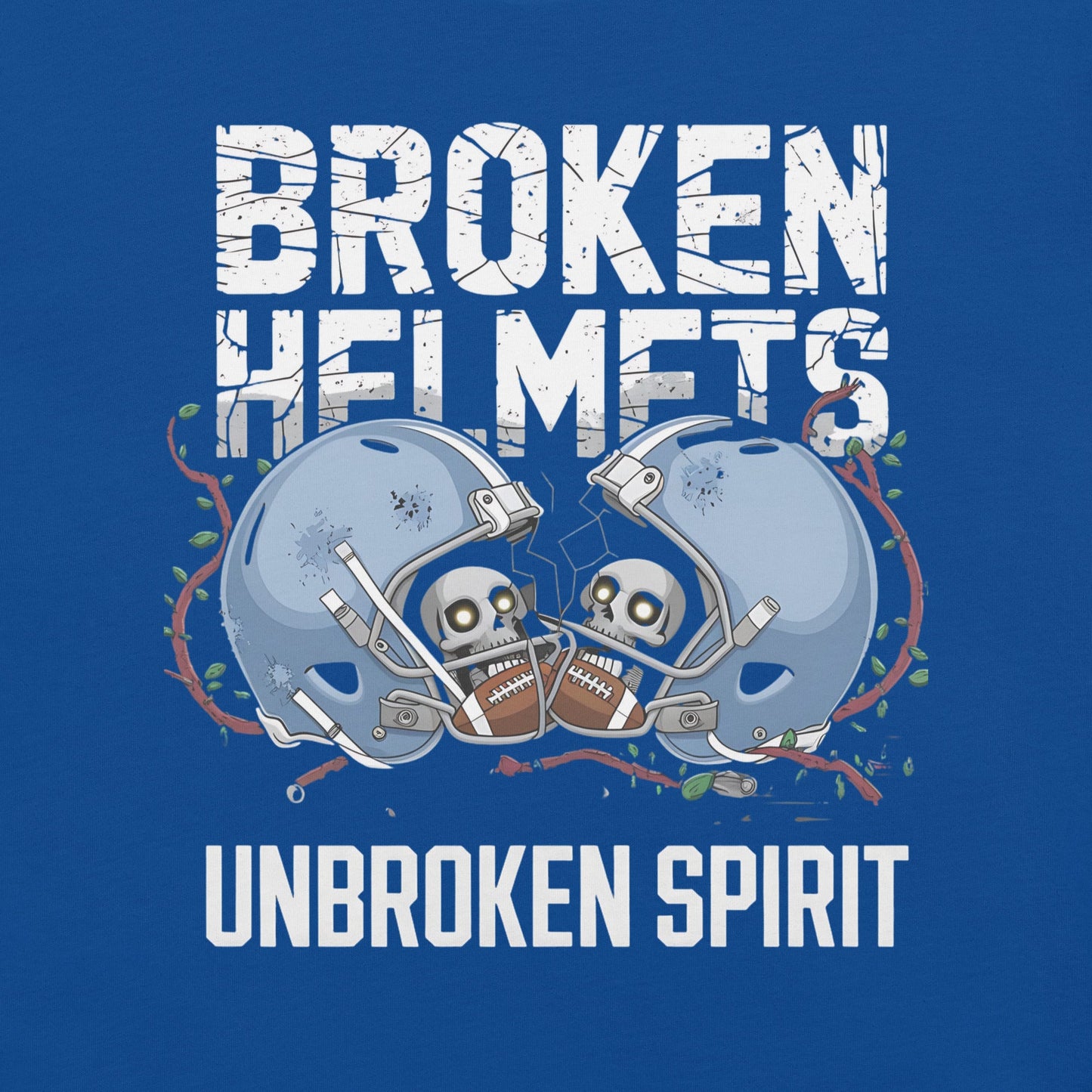 Broken Helmets Unbroken Spirit Men's Tee | Bold Football Skull T-Shirt - Sublimegifts4u.com