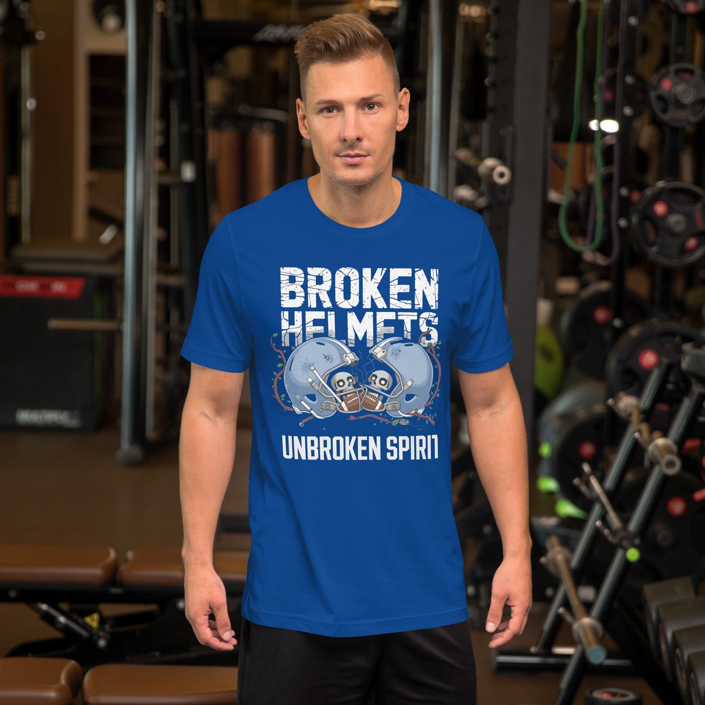 Broken Helmets Unbroken Spirit Men's Tee | Bold Football Skull T-Shirt - Sublimegifts4u.com