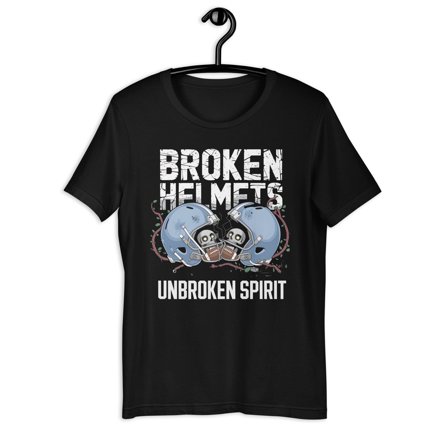 Broken Helmets Unbroken Spirit Men's Tee | Bold Football Skull T-Shirt - Sublimegifts4u.com