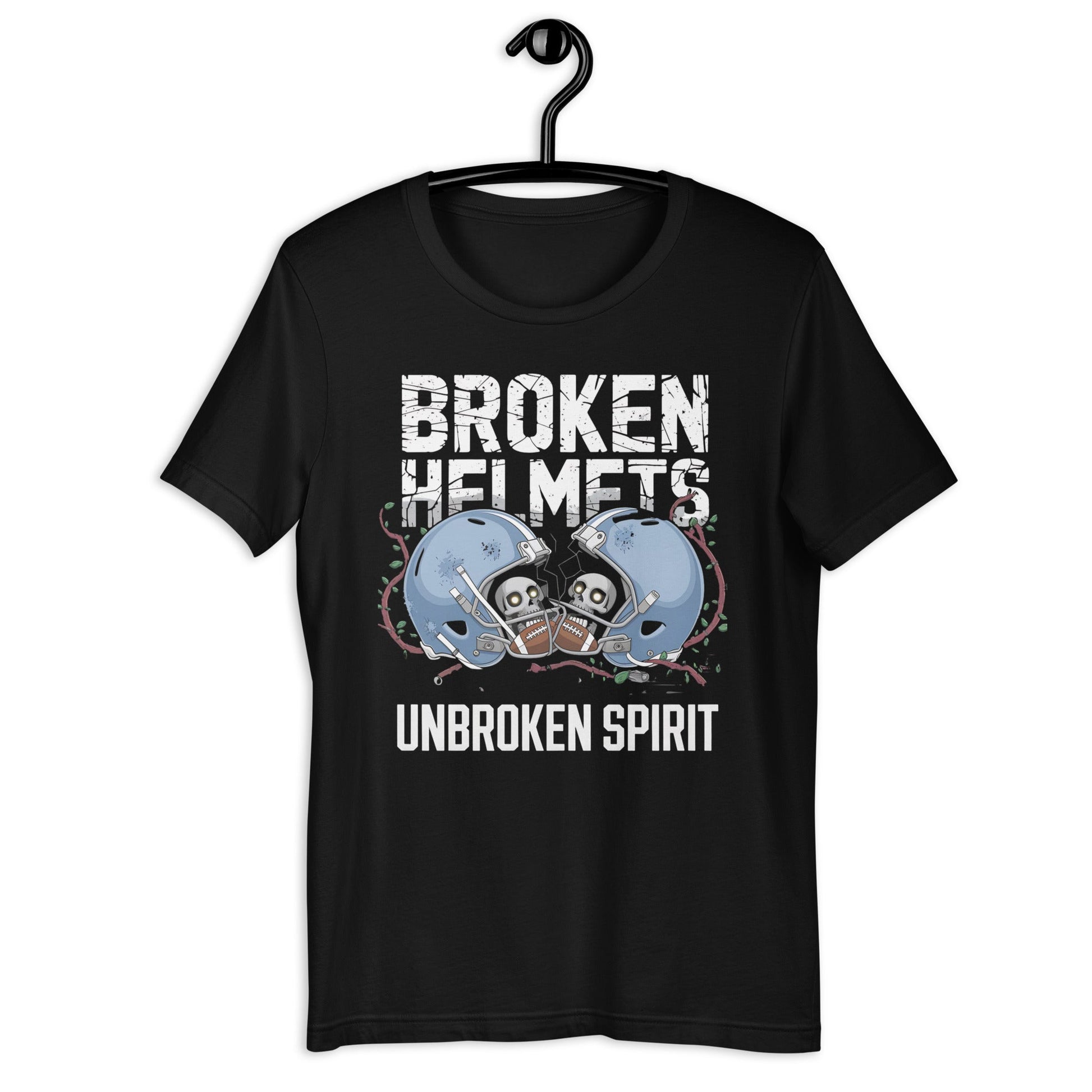 Broken Helmets Unbroken Spirit Men's Tee | Bold Football Skull T-Shirt - Sublimegifts4u.com