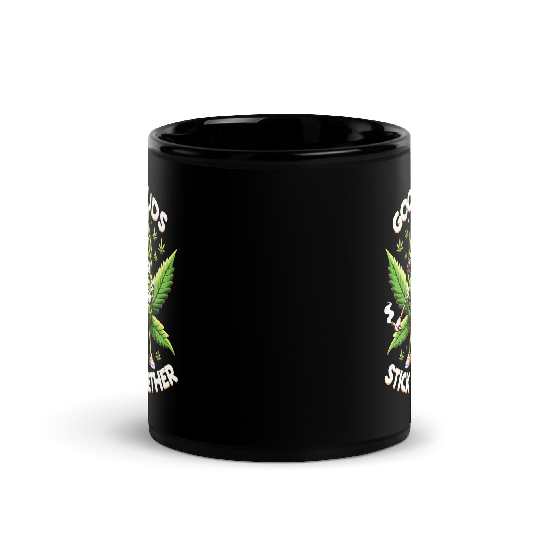 Buds Stick Together" Black Ceramic Mug | 11oz & 15oz | Smiling Marijuana Buds - Sublimegifts4u.com